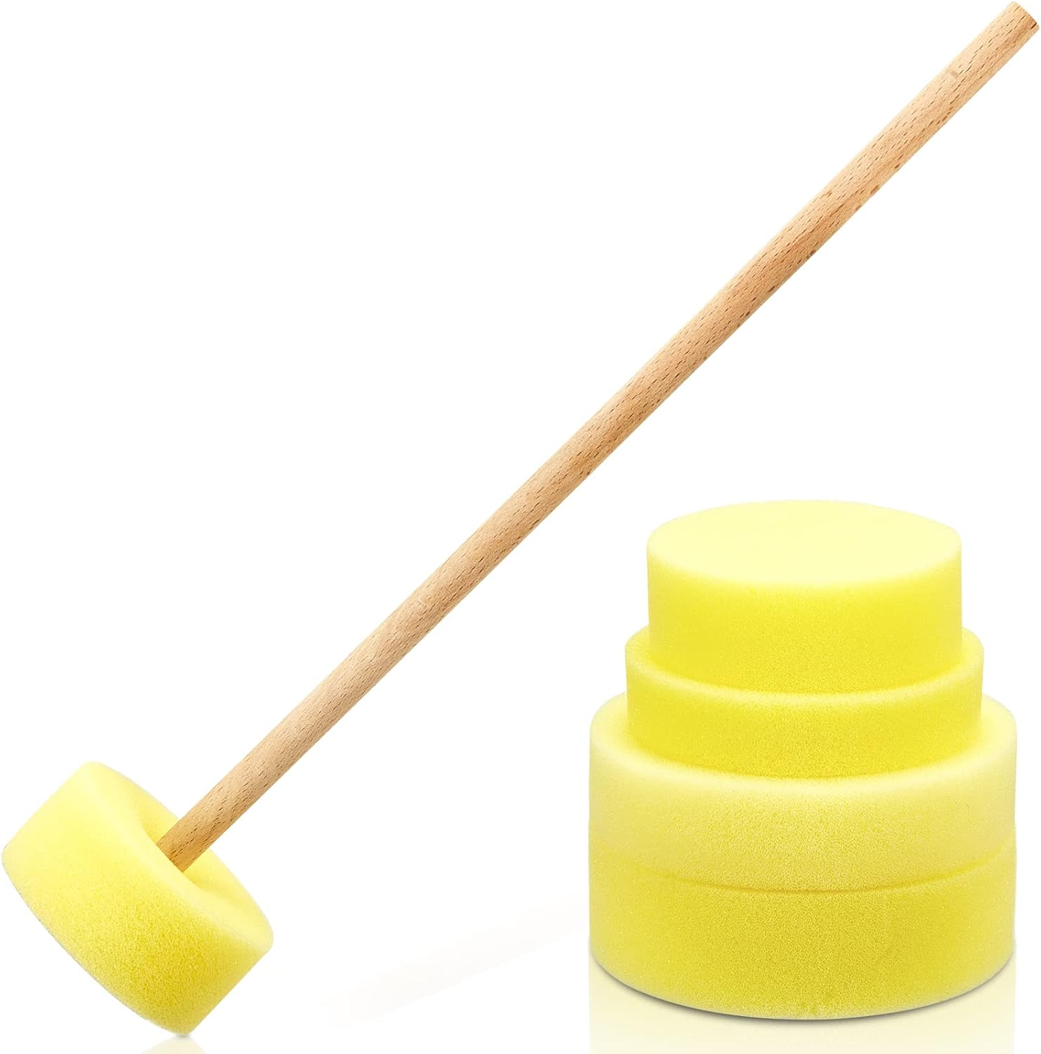 Sponge on a Stick Pottery with 5 Sizes Pottery Sponge, Ceramic Throwing Stick Pottery Trimming Tools for Artist Clay and Pottery Sponge Holder, Cleanup Shaping, 2.36