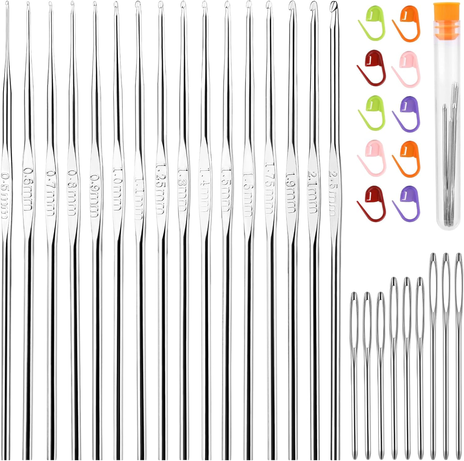 みみ♩ MORFEN 16 Pcs Lace Crochet Hooks Set, 0.5Mm-2.5Mm Small Crochet