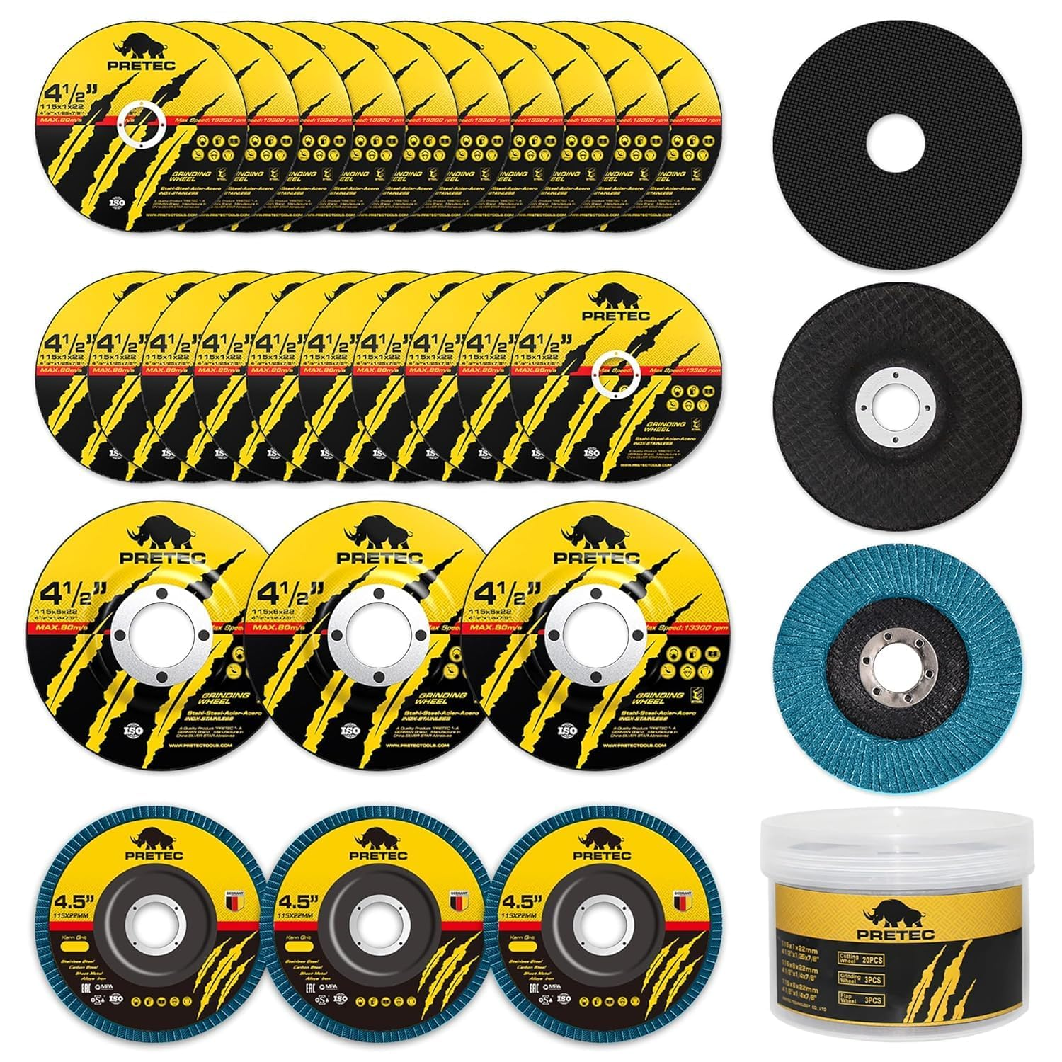 26 Packs Angle Grinder Cutting Flap Grinding Disc Wheel 4 1/2In Inches - 20 Packs 4.5