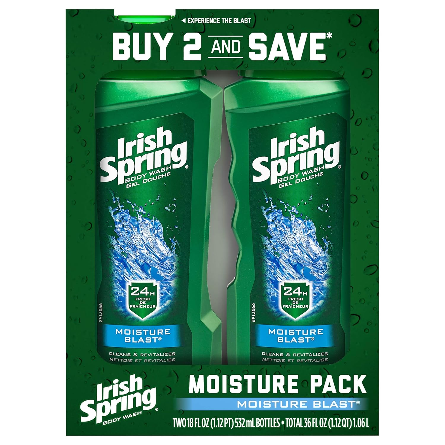 Irish Spring Moisturizing Men'S Body Wash Shower Gel, Moisture Blast - 18 Fluid Ounce (2 Pack)