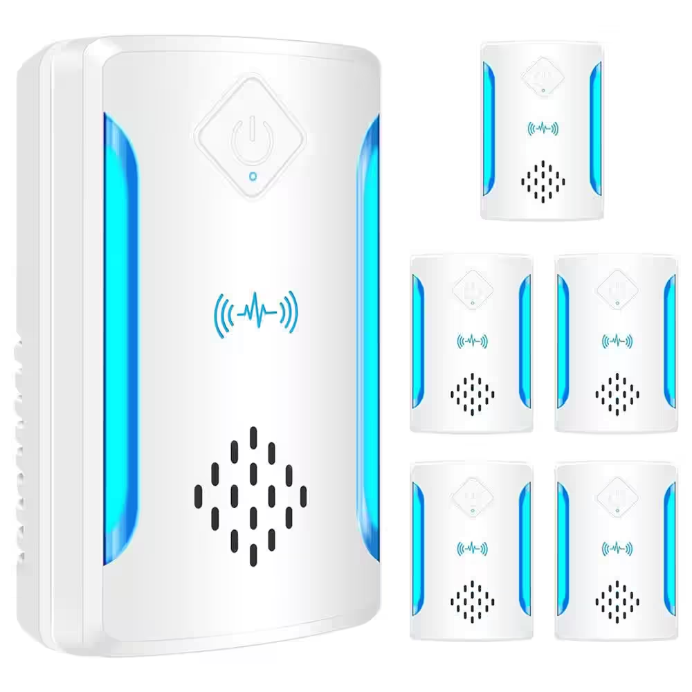 3-5-Watt White Ultrasonic Indoor Pest Repellent Plug with 2 Mode Switching for Mice, Roach, Mosquitoes, Flies (6-Pack)