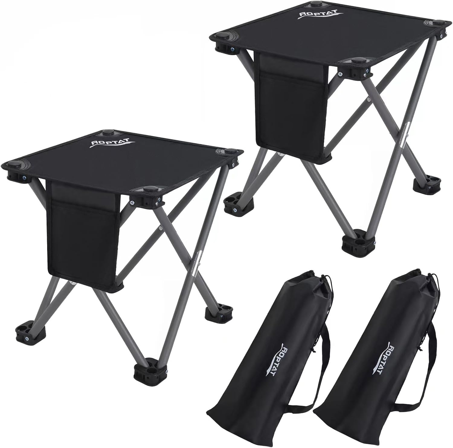 2 Pack Camping Stool,Portable Folding Compact Lightweight Stool Seat for Camping Fishing Hiking Gardening Outdoor Walking Backpacking Travelling and Beach with Carry Bag (Black)