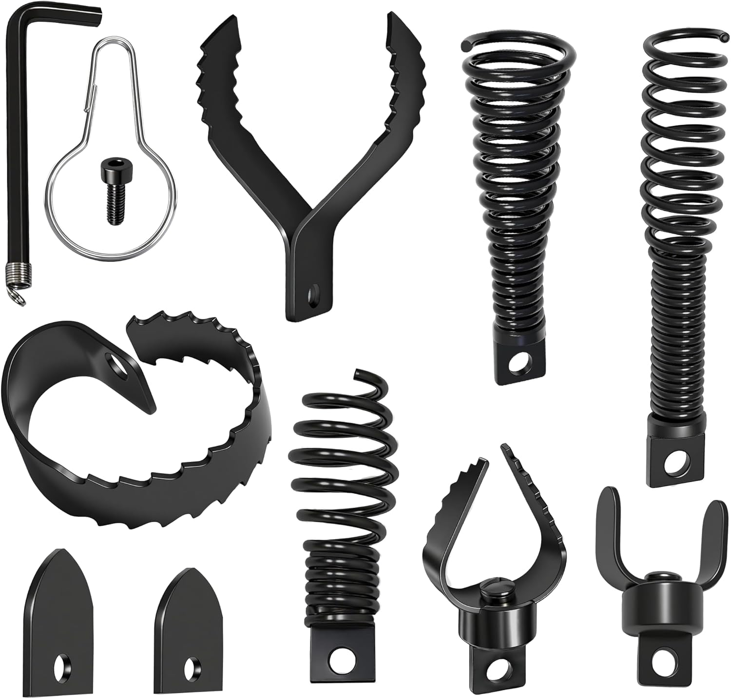 9 PCS Drain Snake Drill Attachment,Drain Cleaner Combination Cutter Head,Root Cutter for Drain Cleaning,Used in 50Ft-100Ft Ac Drain Cleaning Machine,For 5/16” to 3/4” Drain Snake Cables