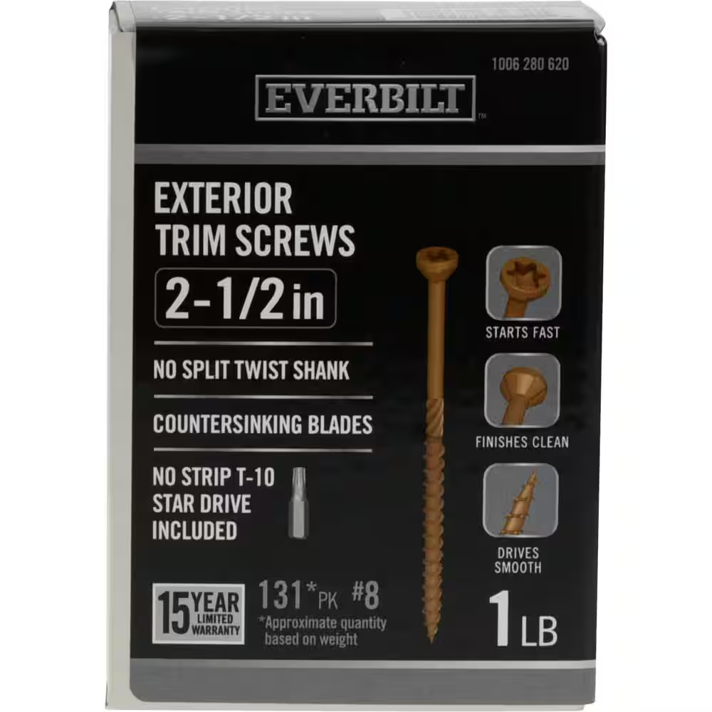 #8 X 2-1/2 In. Star Drive Trim Head Exterior Wood Screws 1 Lb.-Box (131-Piece)