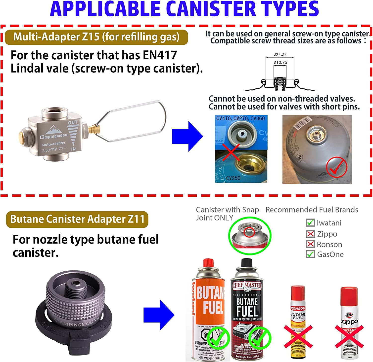 camping moon CAMPINGMOON Outdoor Gas Refill Adapter EN417 Lindal Valve(Vent V... - Picture 6 of 13