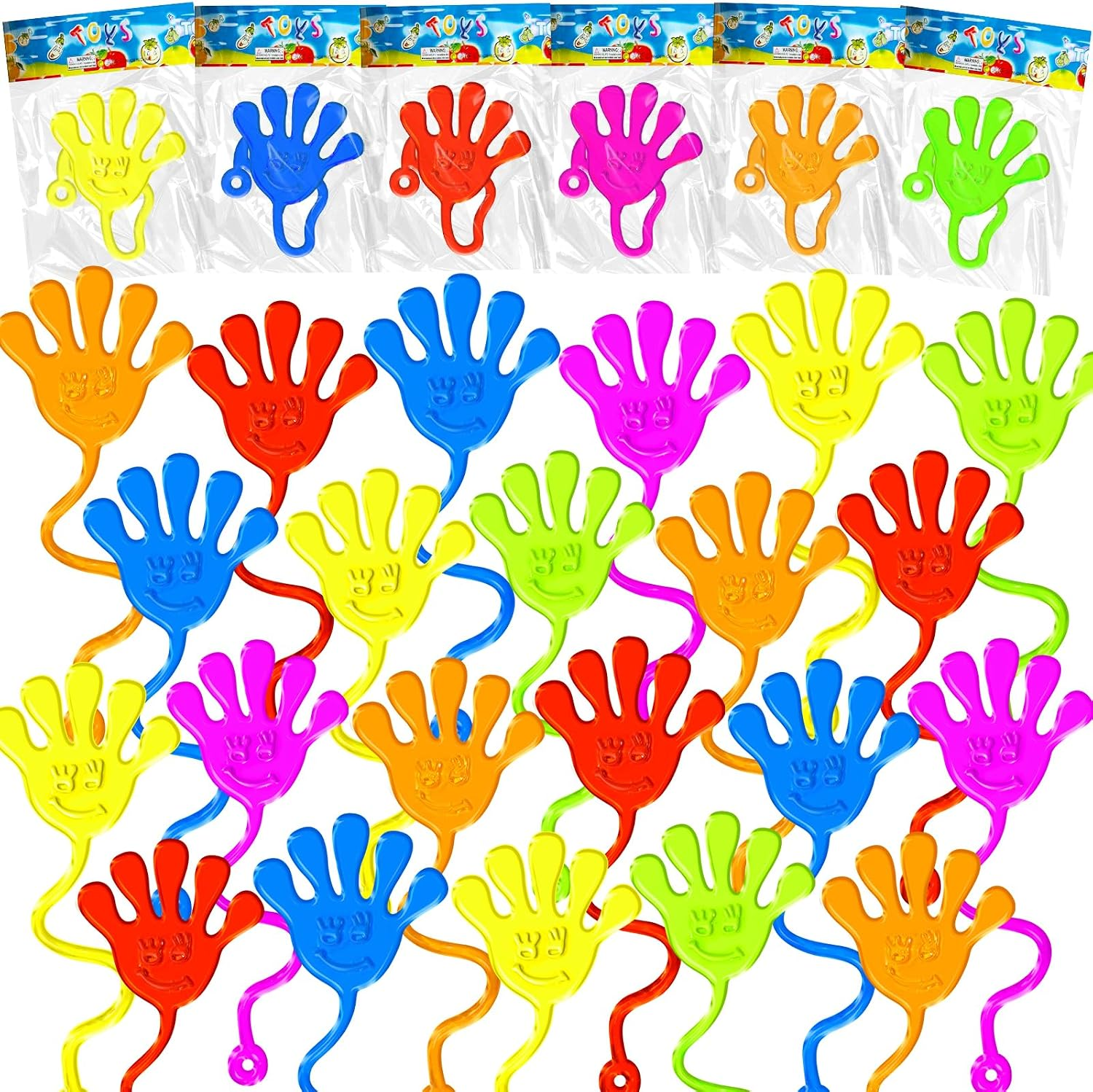 72PCS Sticky Hands for Kids, Mini Stretchy Slap Hands Toys, Little Hands Sticky Hands Bulk for Party Favors, Girls, Boys, Classroom Prizes, Students, Birthday Gifts, Goodie Bags Stuffers