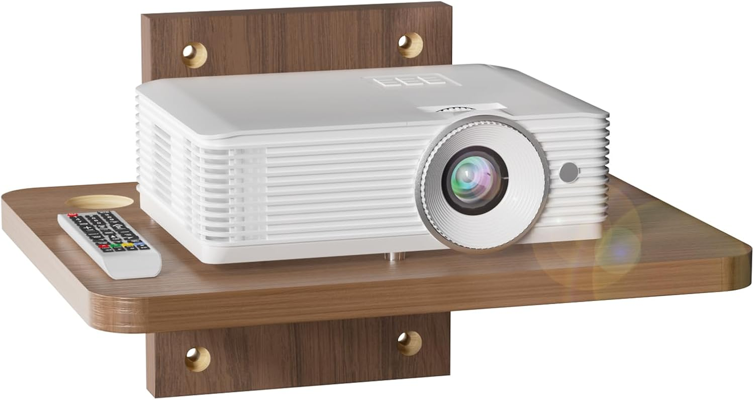 Floating TV Shelf, 1 Tier Projector Shelf for DVD Players, Routers, Game Consoles, Cable Boxes, Living Room Decor Accessories, Wall Mount Shelves Holds up to 22Lbs (CS201N), 1-Shelf, Walnut Brown