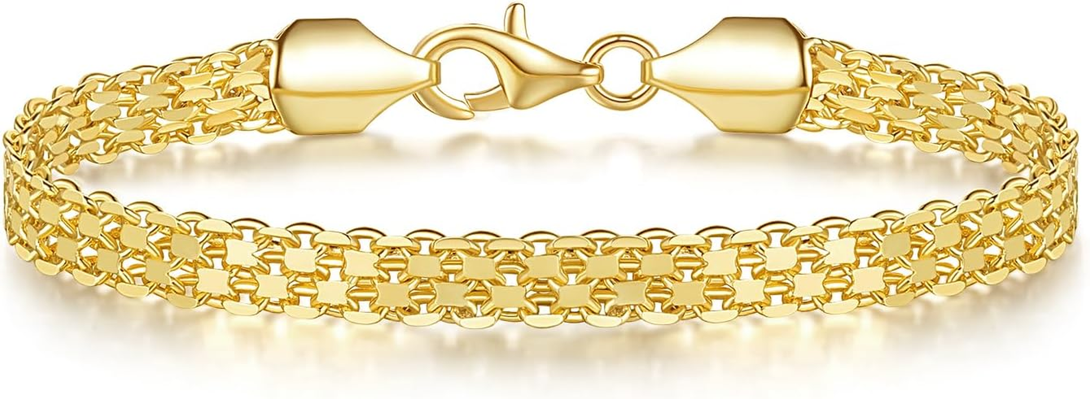 14K Gold Bracelets for Women Men Dainty Gold Mesh Chain Bracelets | 5.5Mm Mesh Chain Bracelets Dainty Gold Bracelet Women’S Gold Bracelet Gift for Women(6.5''-8.5'')