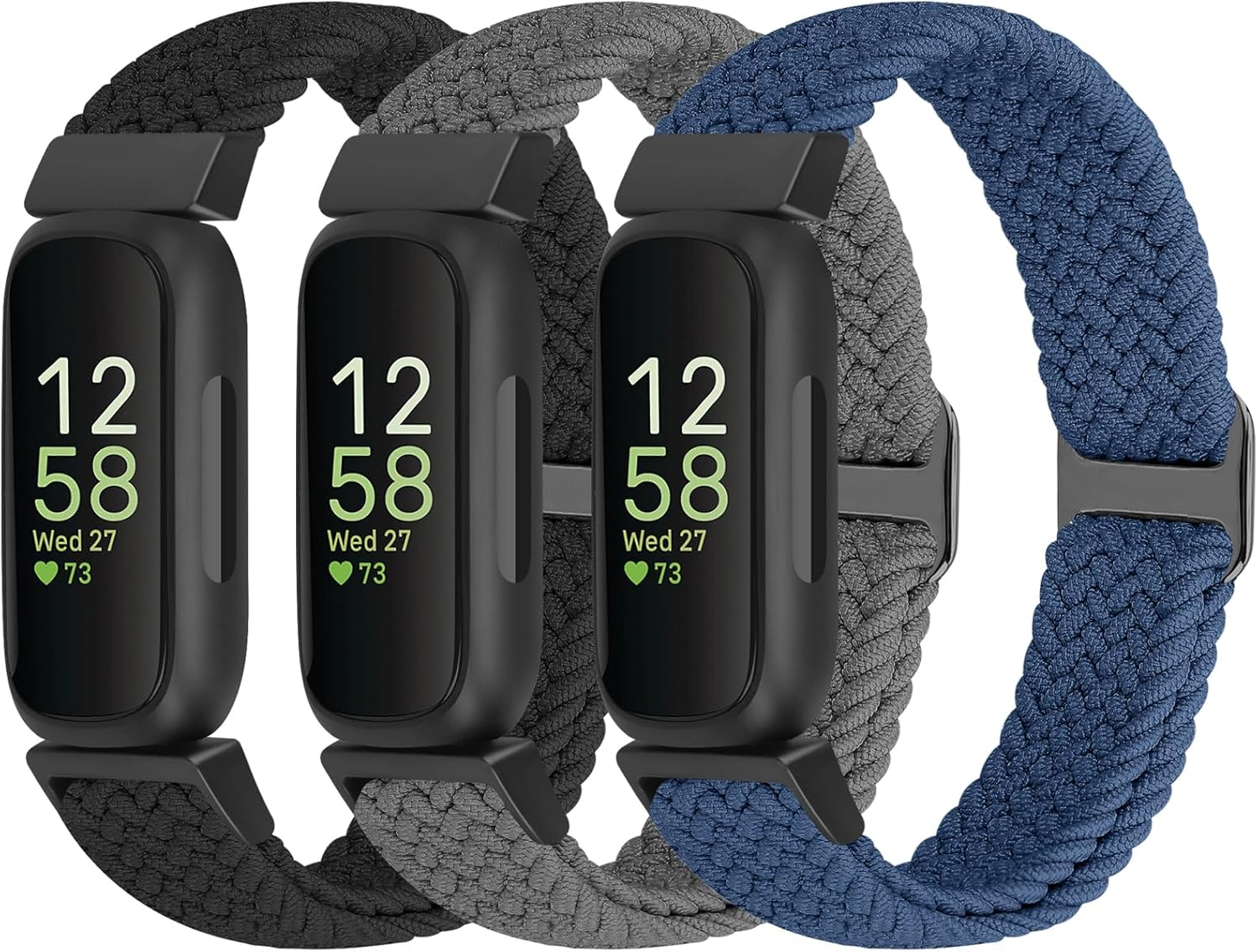 Braided Watch Bands Compatible with Fitbit Inspire 3/Inspire 2/Inspire/Inspire Hr/Fitbit Ace 3/Ace 2, Soft Adjustable Nylon Loop Elastic Strap Sport Replacement Wristbands for Women Men