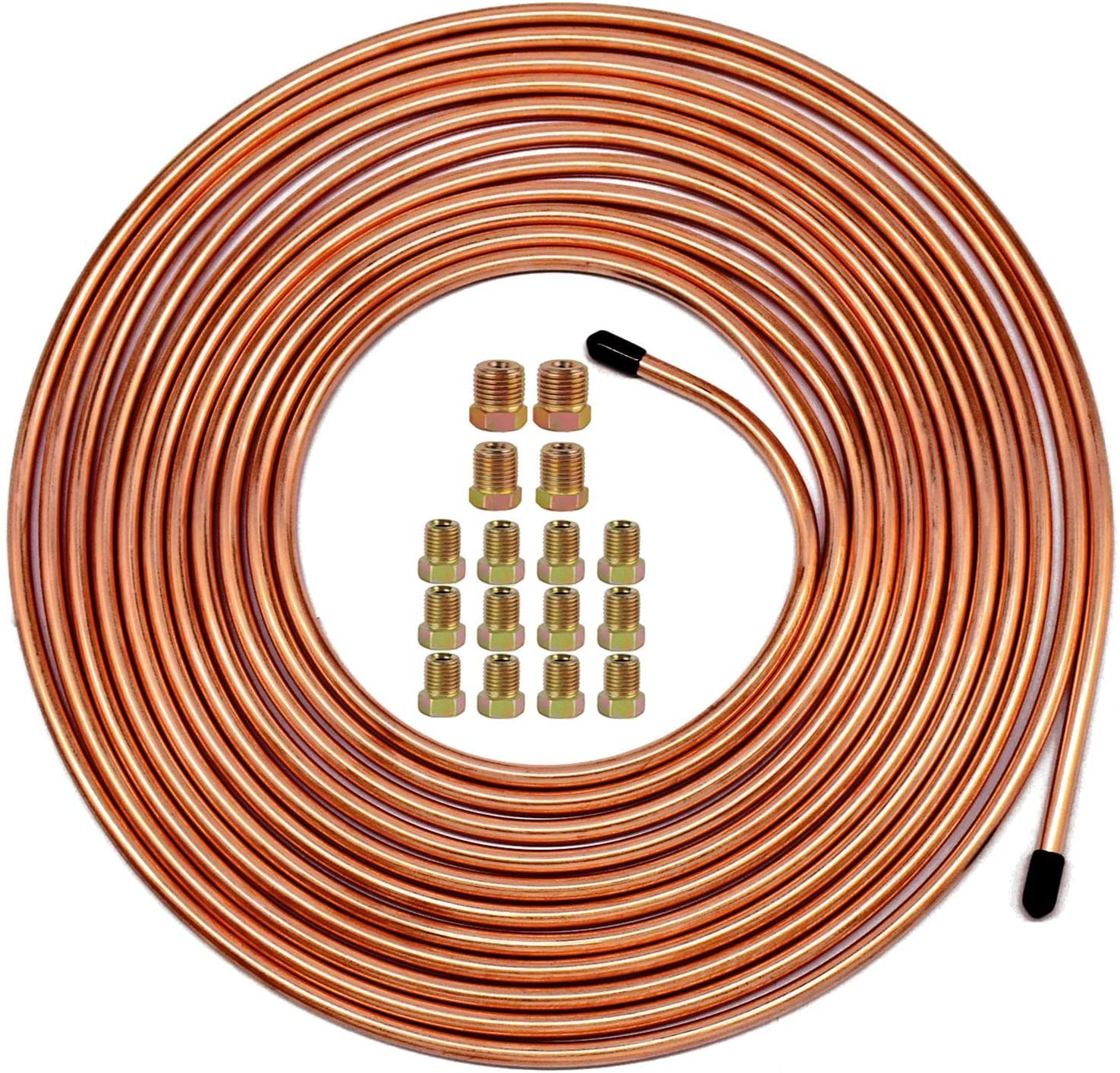 thumbnail interactive-video image 1 of 25FT Brake Line Repair Kit - 3/16 Copper Coated Tubing With Double & Single Flaring Tool Set, Tube Cutter & Fittings 1 of 3