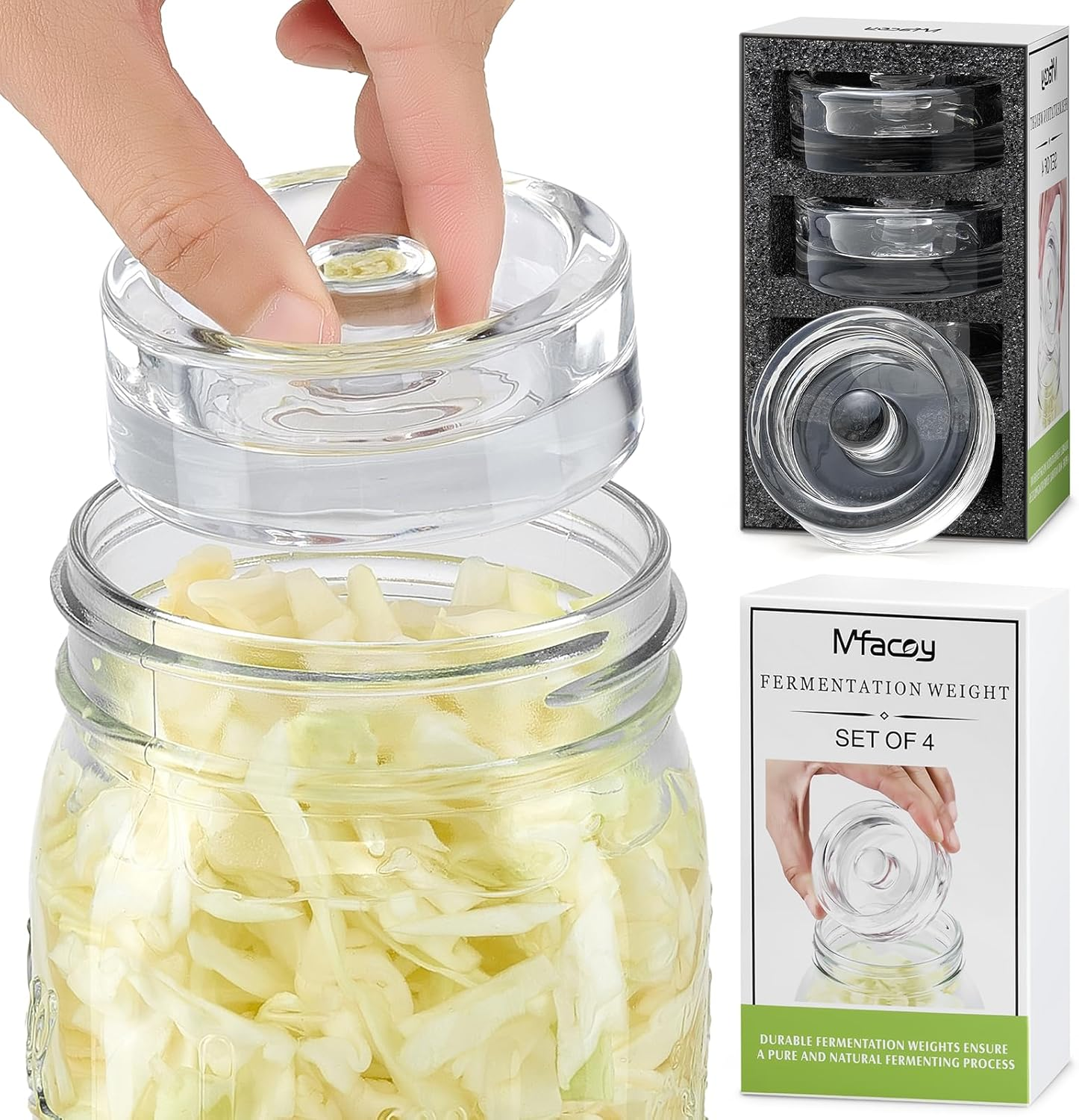 4-Pack of Fermentation Glass Weights with Easy Grip Handle for Great Wide Mouth