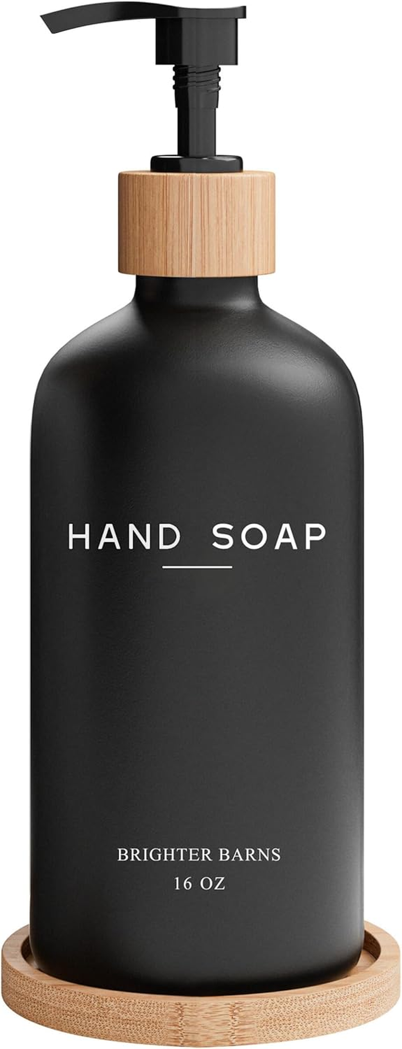 Black Glass Hand Soap Dispenser Bathroom Set by  - Bathroom Soap Dispenser Set with Tray - Glass Pump Bottle - Luxury Bathroom Accessories for Hotel, Vacation Rental, Restaurants (Black)
