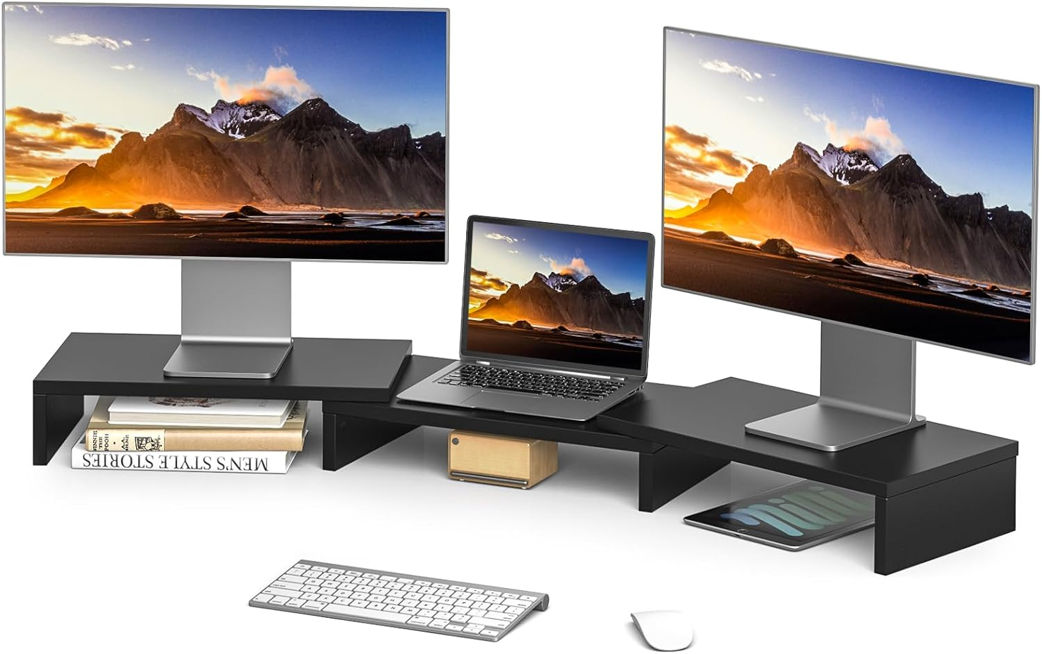 Dual Monitor Stand Riser, Adjustable Length (30.7-43.3