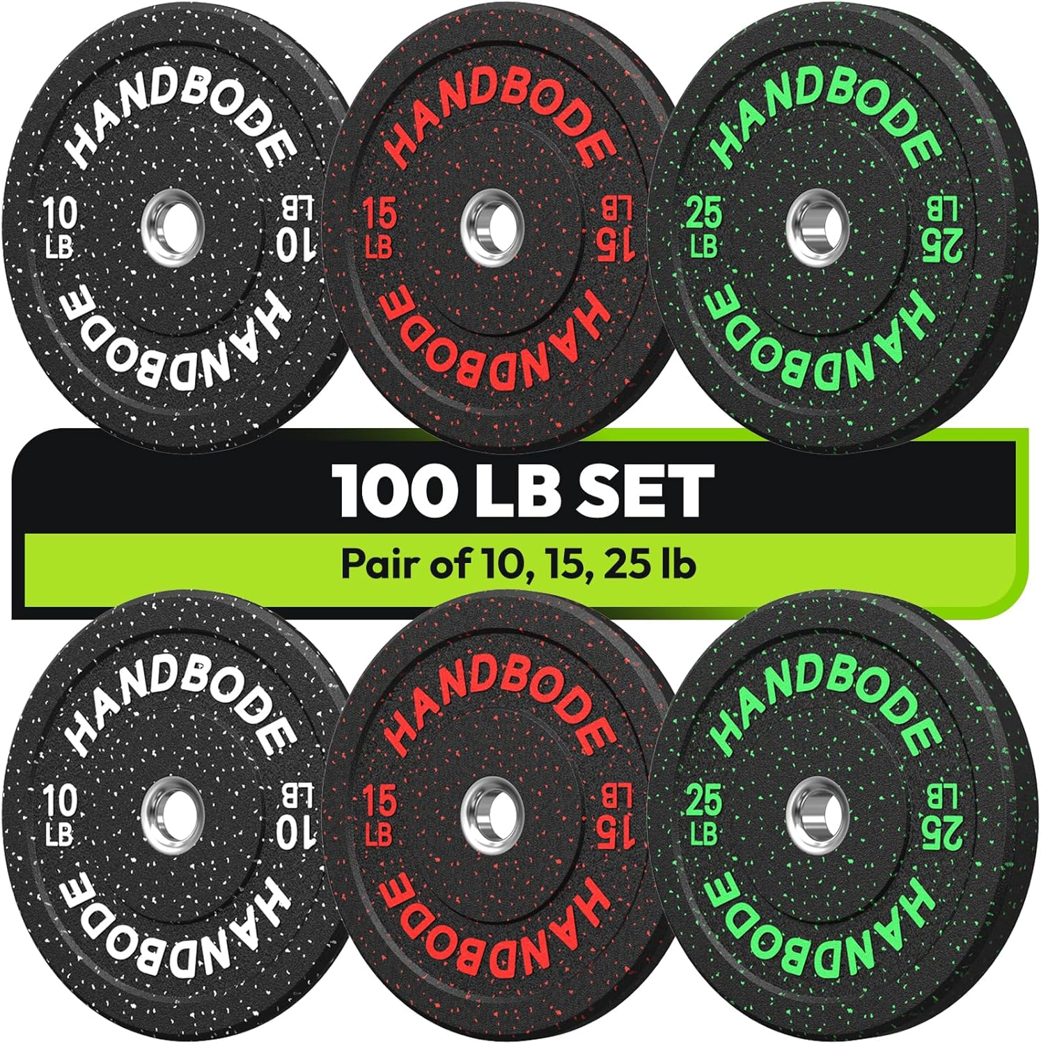 2-Inch Bumper Plates High Bounce, Olympic Weight Plate Set 45/100