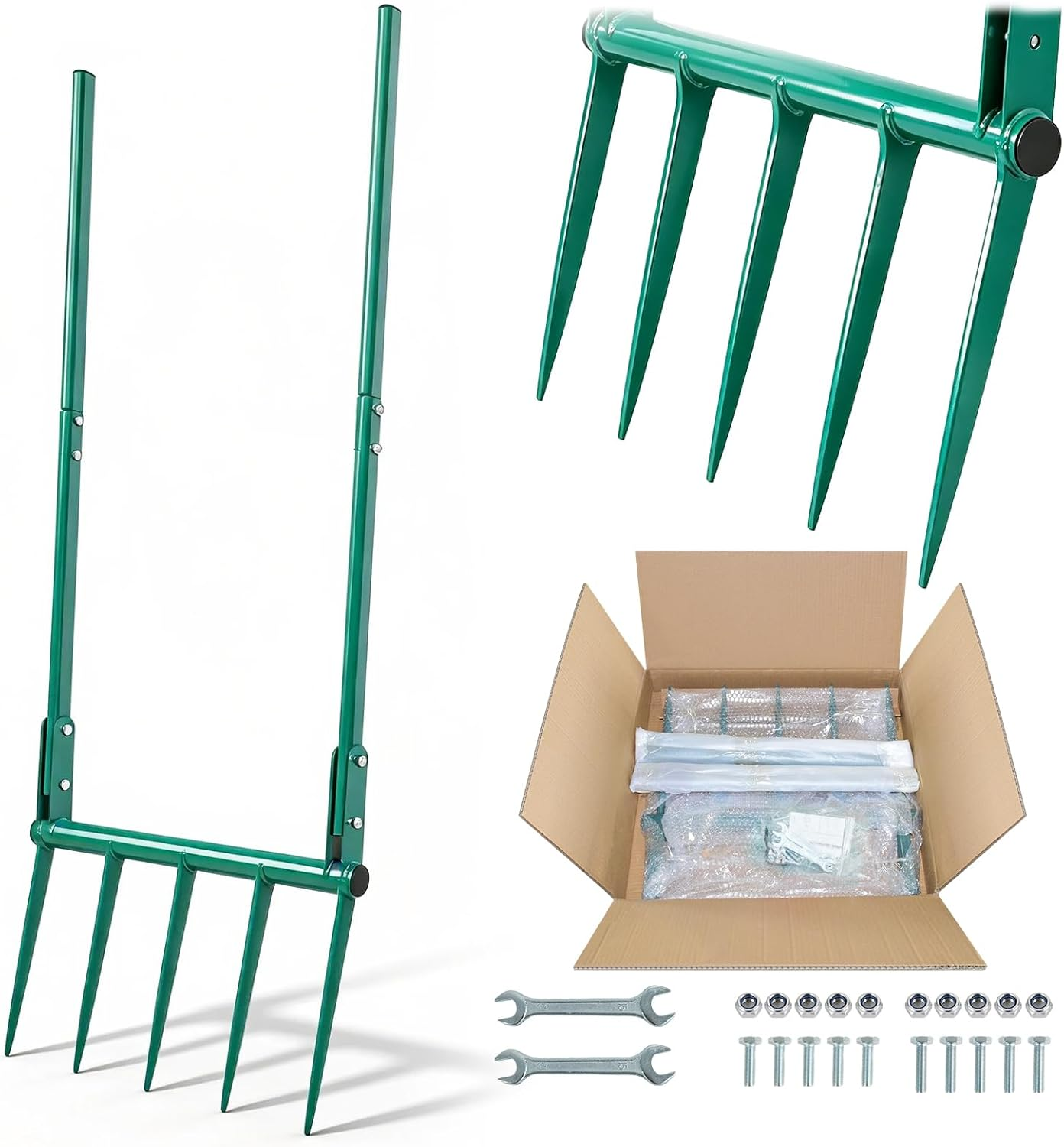 VVOKGO 5-Tine Broadfork, Reinforced Weld Joints Broad Fork, 11.8" Tines