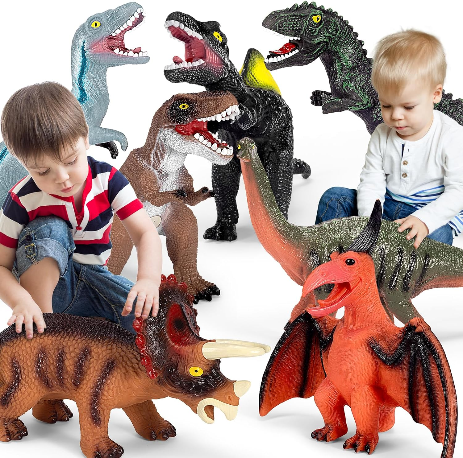 7 Piece Jumbo Dinosaur Toys Big Dinosaur Toy for Boys Realistic Giant Dinosaur Toys for Kids 3-5 - Perfect Dinosaur Gifts for Kids