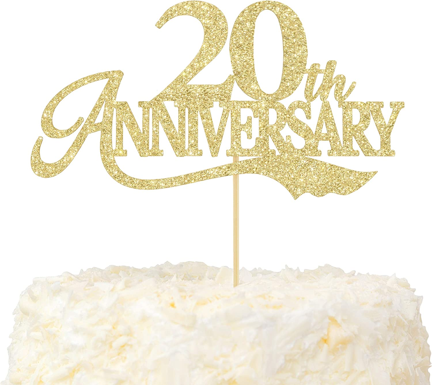 LOVENJOY 20th Anniversary Cake Topper Gold Glitter for 20 Years Wedding Anniv... - Picture 2 of 15