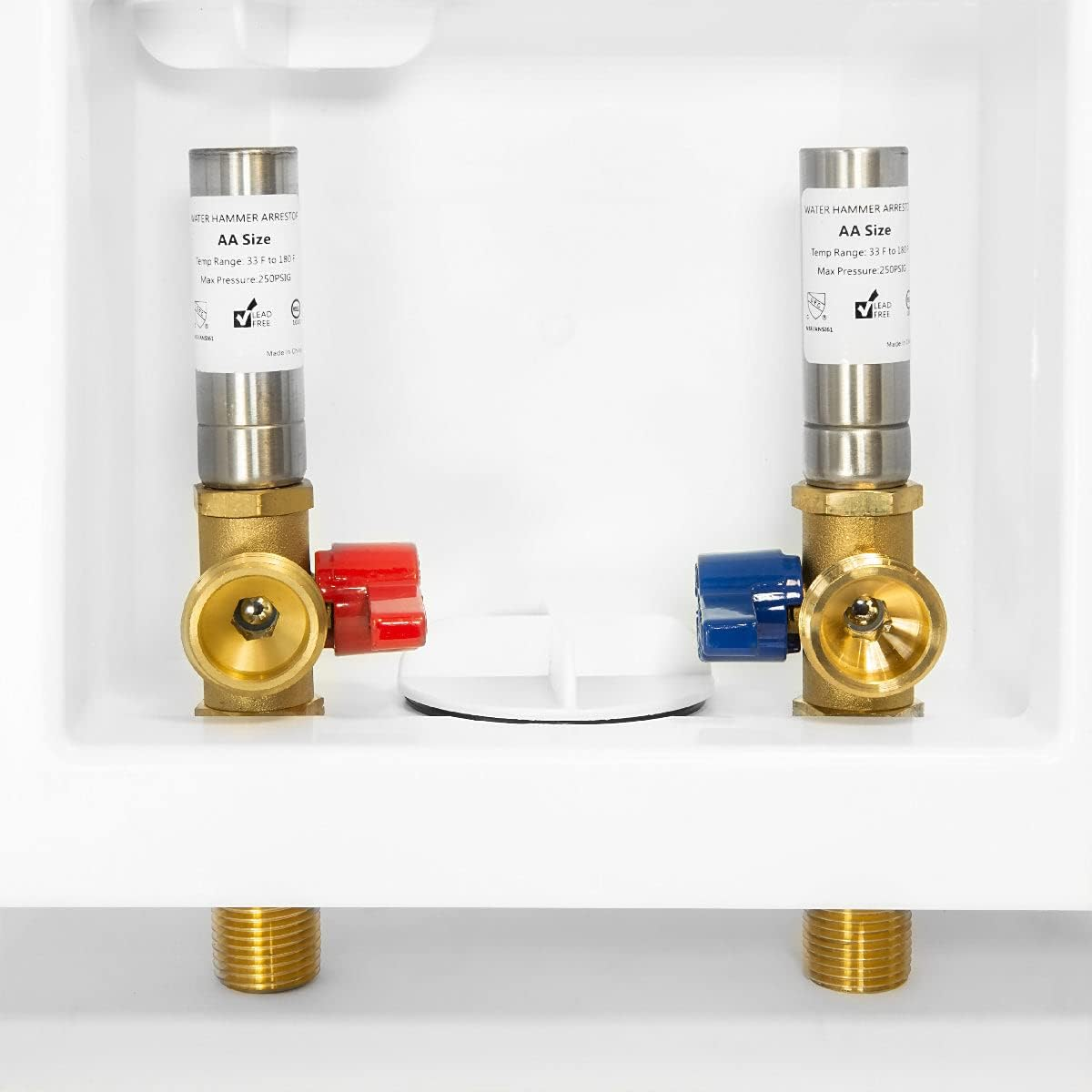 EFIELD Washing Machine Outlet Box with Center Drain, 1/2 Inch X 3/4 Inch MHT (1/2'' -Inch Sweat Connection MIP) with Stainless Steel Water Hammer Arrestor,(Wm006)