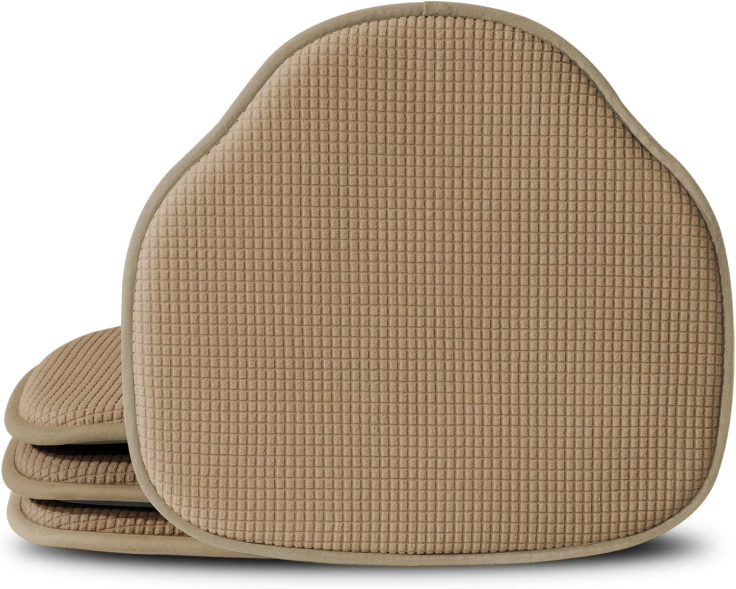 Windsor Chair Cushions Set of 4, Farmhouse Kitchen Seat Cushions, Non Slip Chair Pads for Dining Room, 4 Pack, 17 X 15.5 Inches, Brown