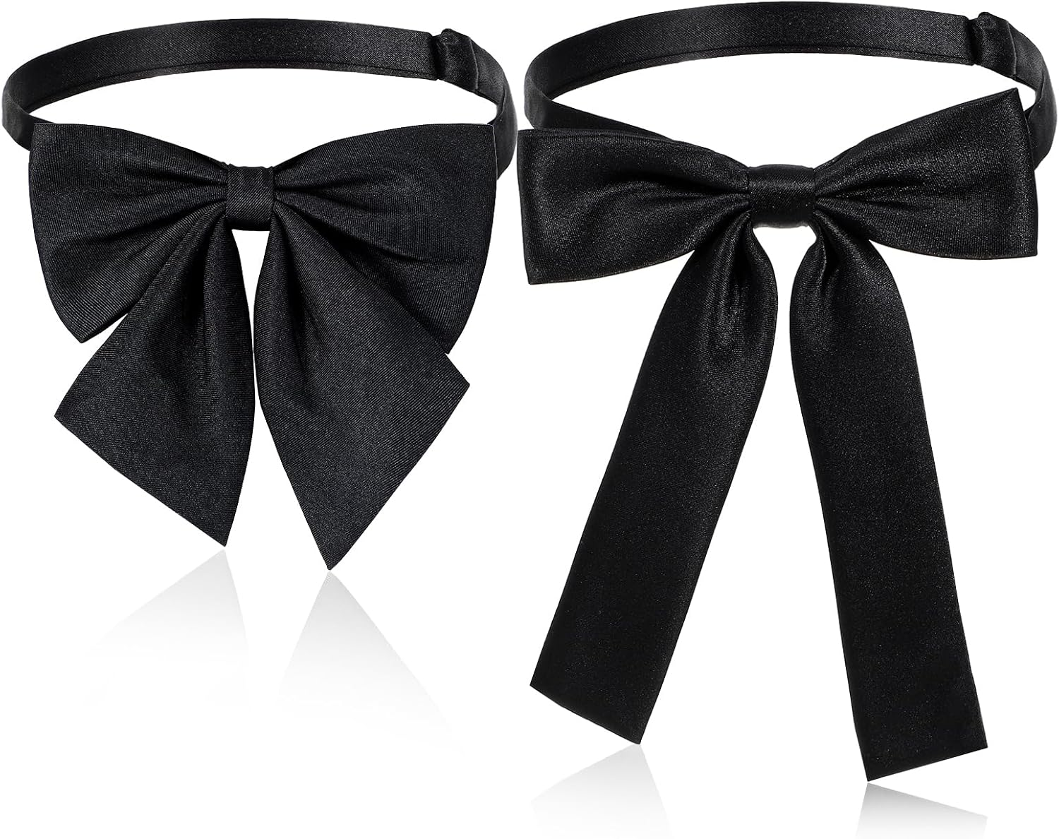 2 Black Bowtie Western Cowboy Bow Ties Adjustable