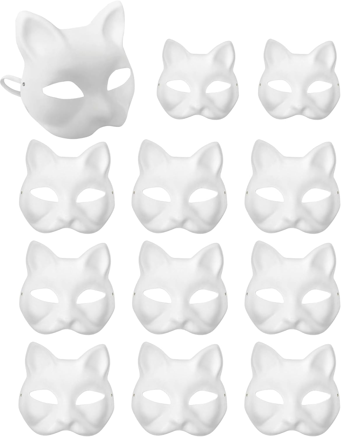 XIPEGPA Therian Masks White Paper Cat Masks to Painted Animal Cosplay Facemask Masquerade Mask Costume Prop for DIY Painting