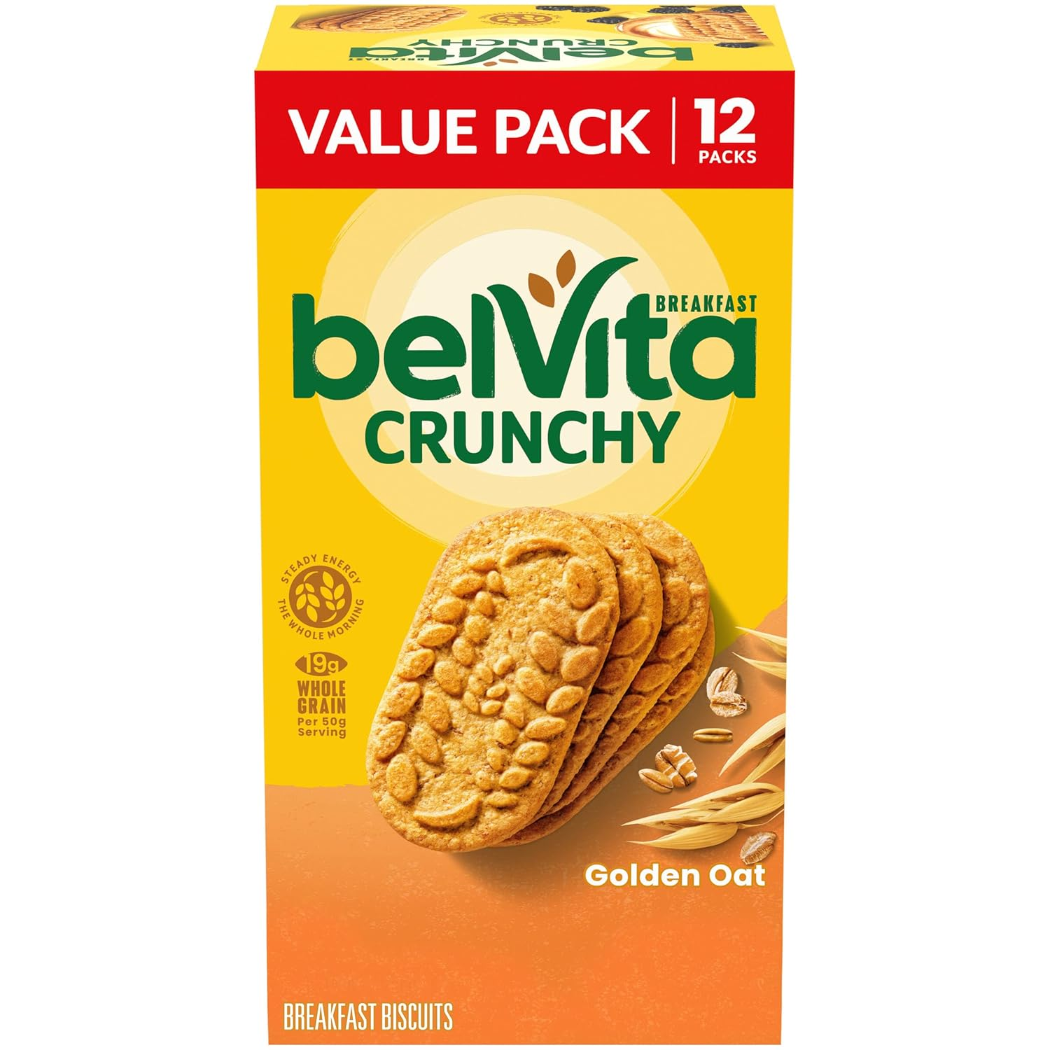 Breakfast Bars Biscuits, Golden Oat, Value Pack, 12 Packs (4 Biscuits Per Pack)