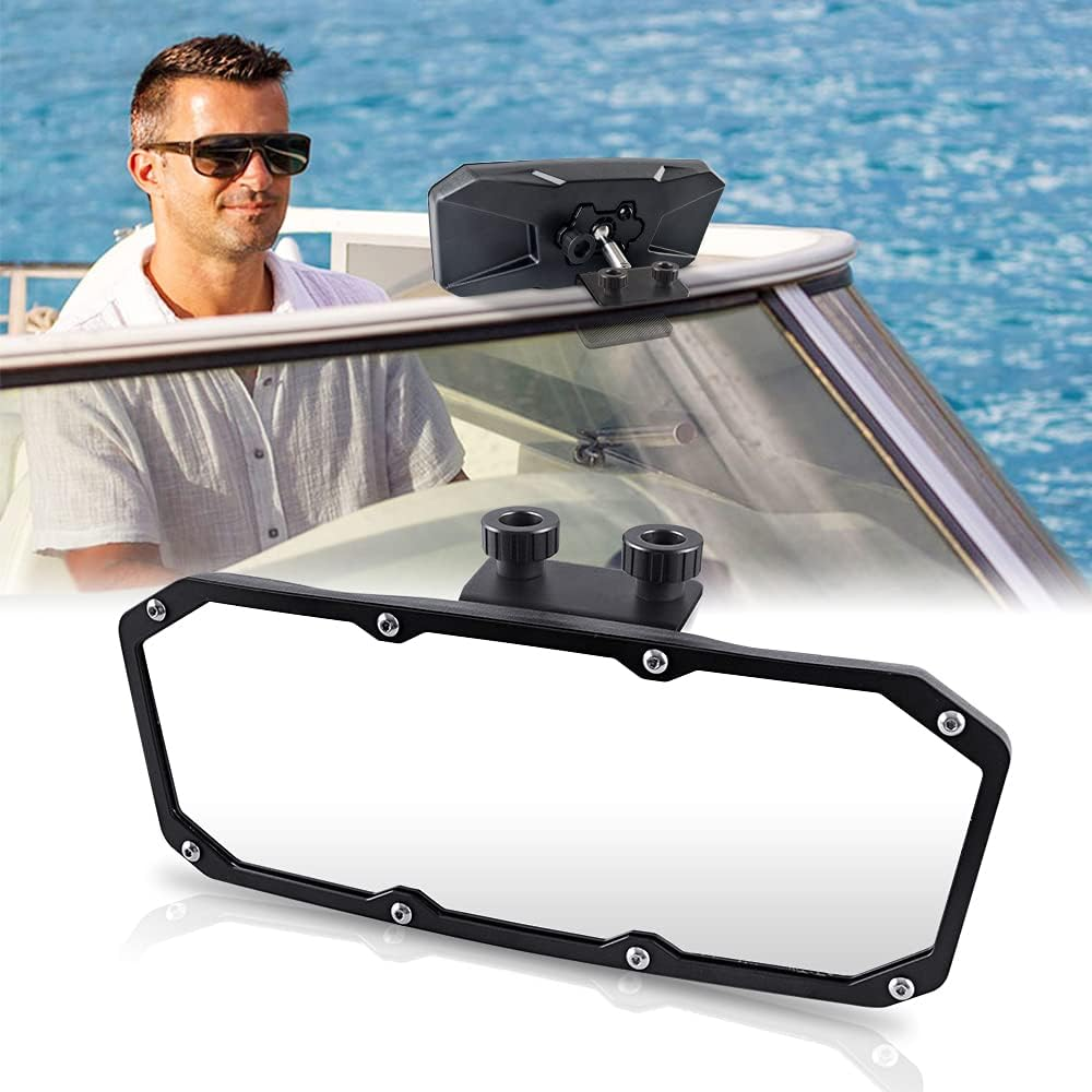 Marine Rearview Mirrors, Universal Upgrade Wide-Angle Convex Rear View Boat Mirror for Ski Boats Yacht Pontoon Boat Watercraft Surfing