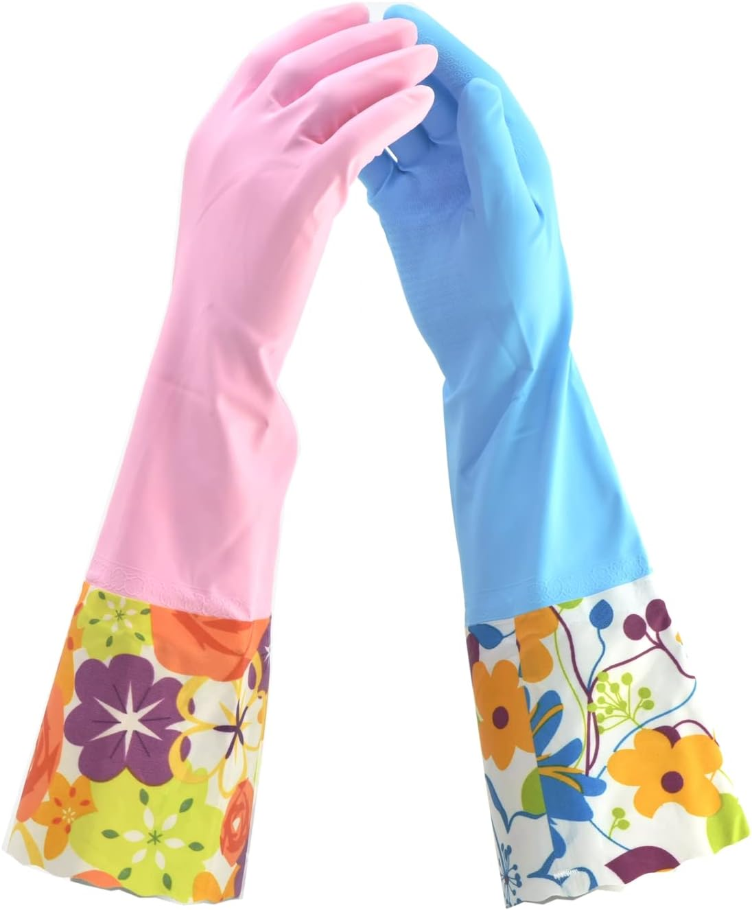 2 PAIRS Household Gloves Latex Free Cleaning Gloves with Soft Lining Long Cuff 15