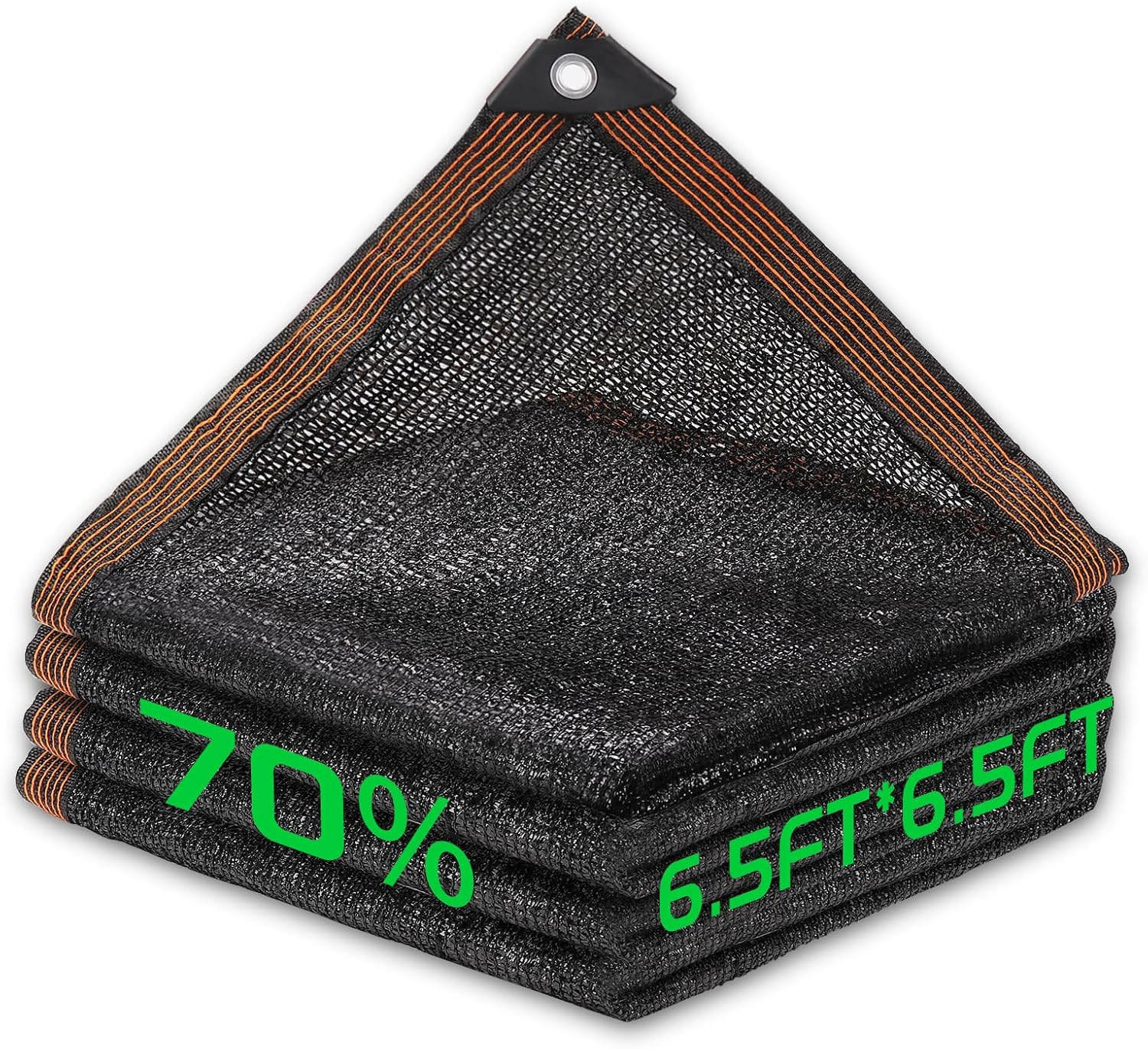 70% Shade Cloth, 6.5Ftx6.5Ft HDPE Mesh Tarp with Reinforced Grommets, Outdoor Sun Shade Net for Greenhouse, Plants, Garden, Pergola, Patio, Chicken Coop(6.5Ft*6.5Ft)