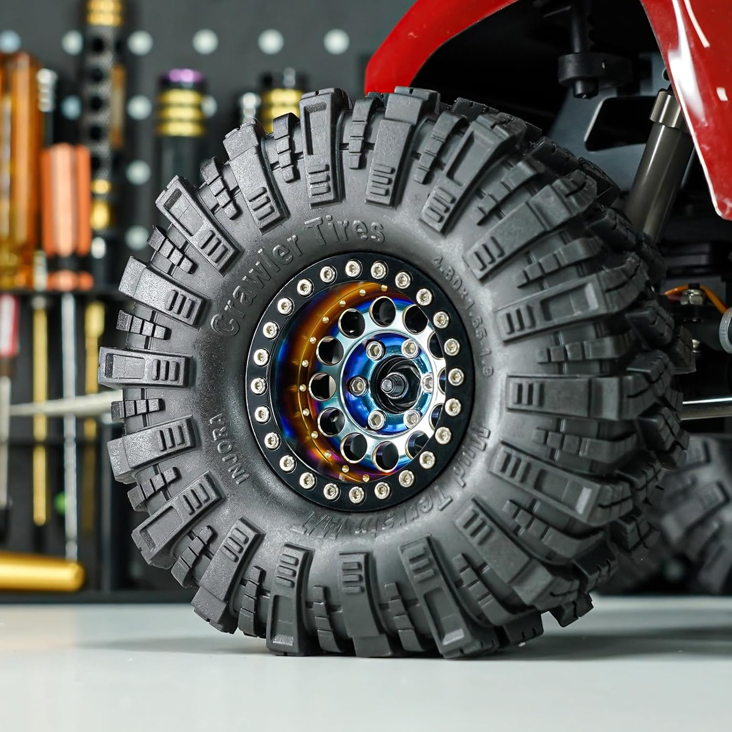 INJORA 1.9" Beadlock Wheel Rim - 153g Super Heavy Brass & Aluminum Deep Dish ... - Picture 7 of 14