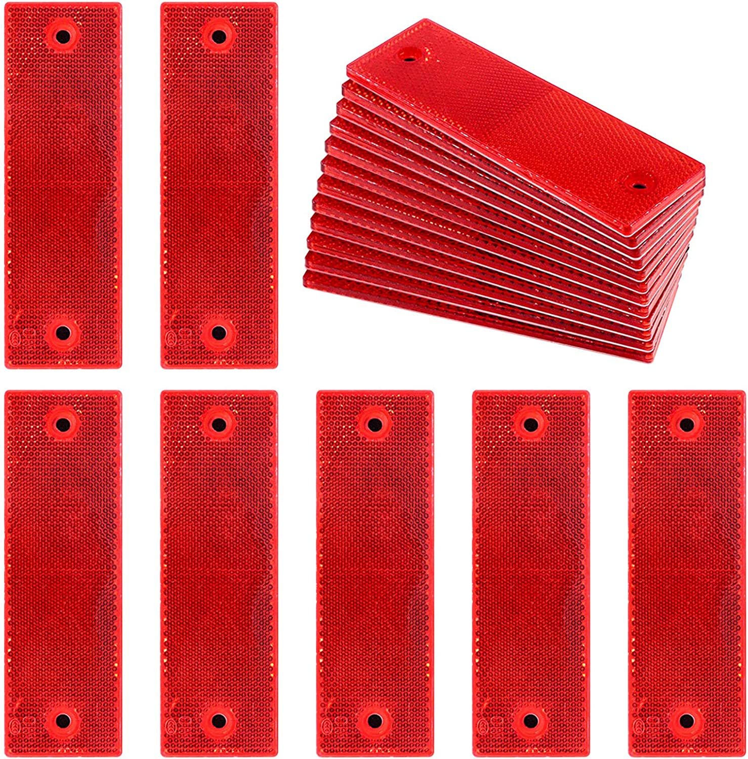 Swpeet 20Pcs Universal Red + White Plastic Rectangular Stick-on Car Reflector... - Picture 10 of 15