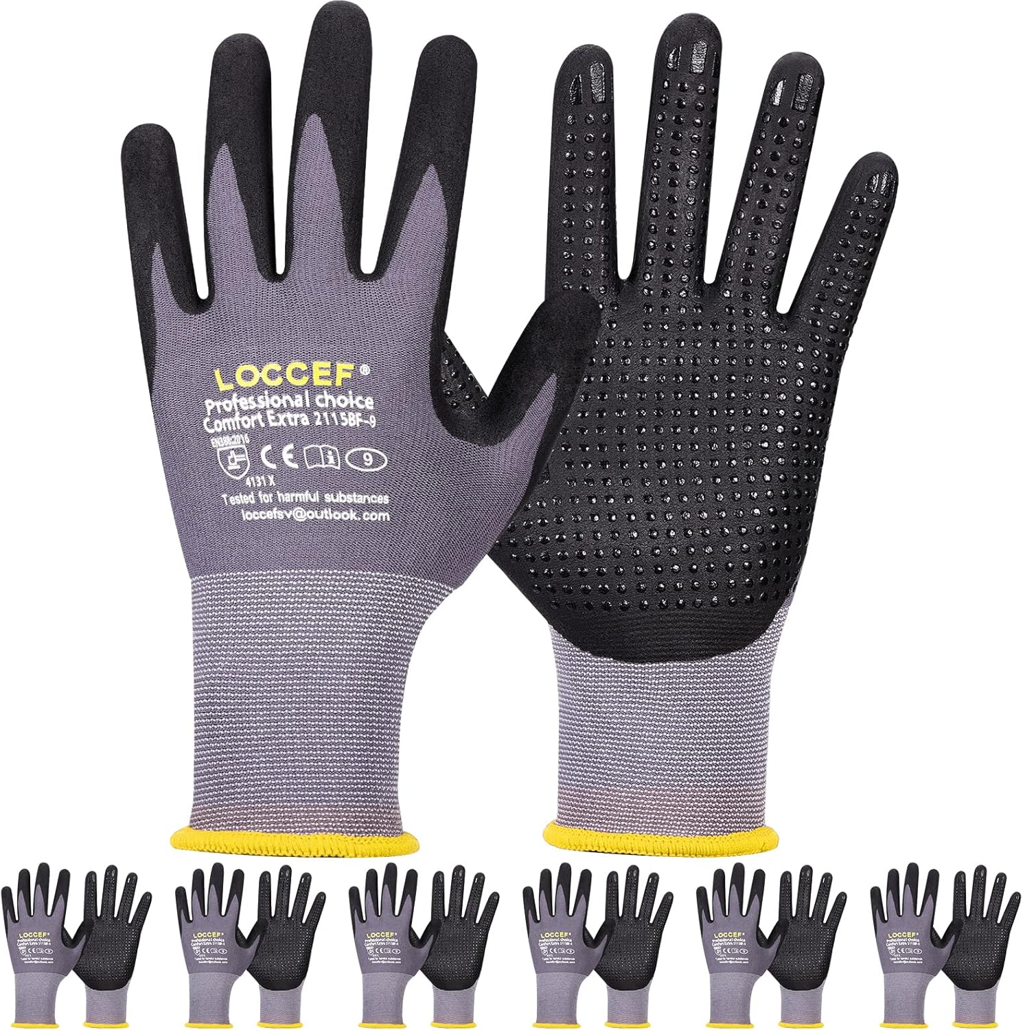 Guantes de Trabajo Guantes Sin Costura Nylon Dot Empuñadura Empunadura 6 Pares
