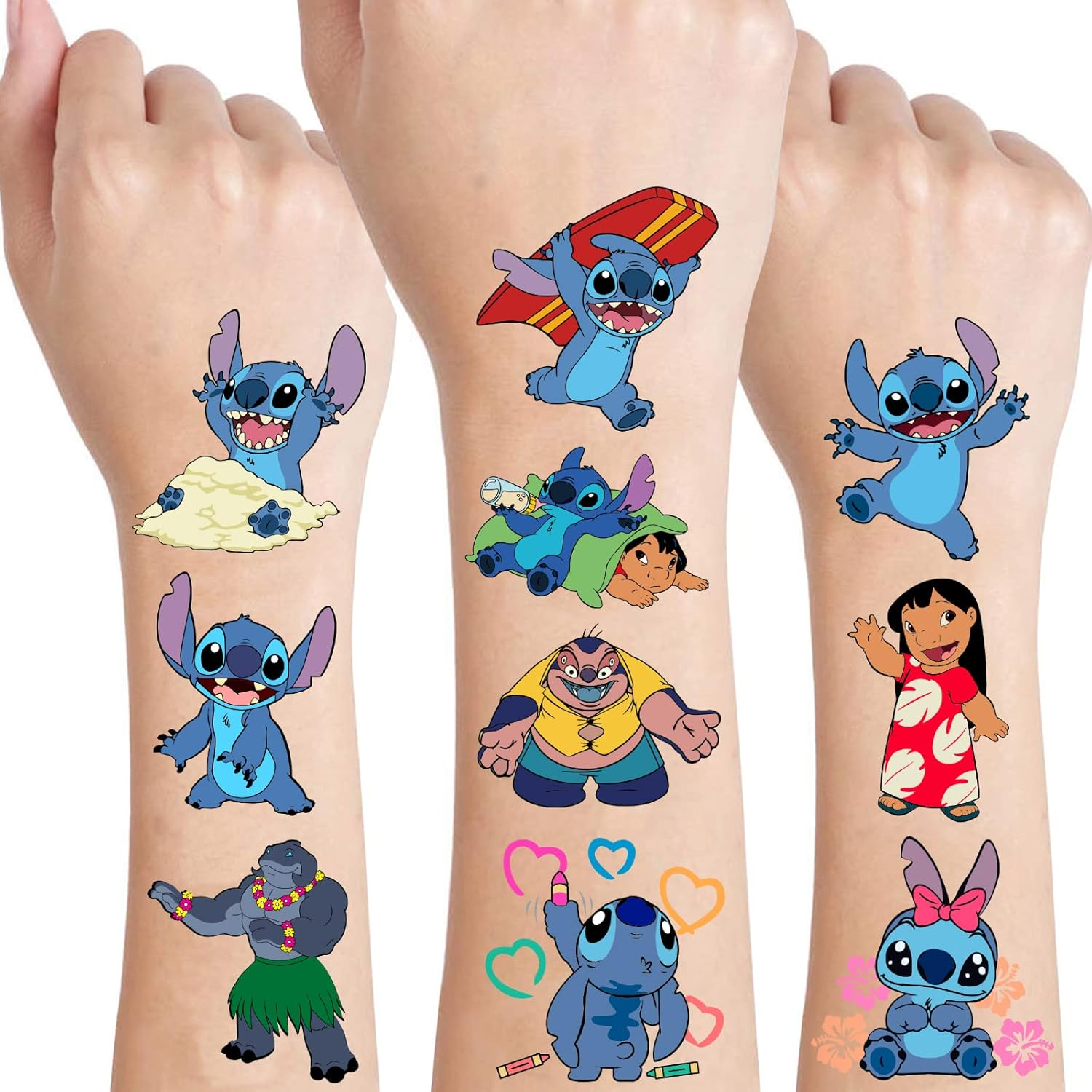 Stitch Party Supplies, 34Pcs Temporary Tattoos Party Gifts, Removable Tattoo Stickers for Goody Bag Treat Bag Stuff for Stitch Birthday Decorations