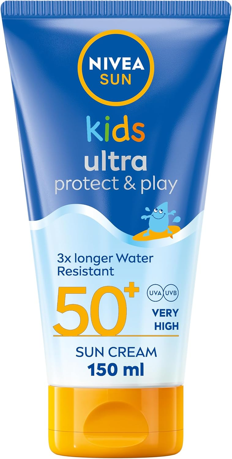 NIVEA Sun Kids Ultra Protect & Play SPF 50+ Lotion (150Ml), Moisturising Kids Sun Cream Immediately Protects Delicate Skin against Sunburn and Long-Term UV Damage