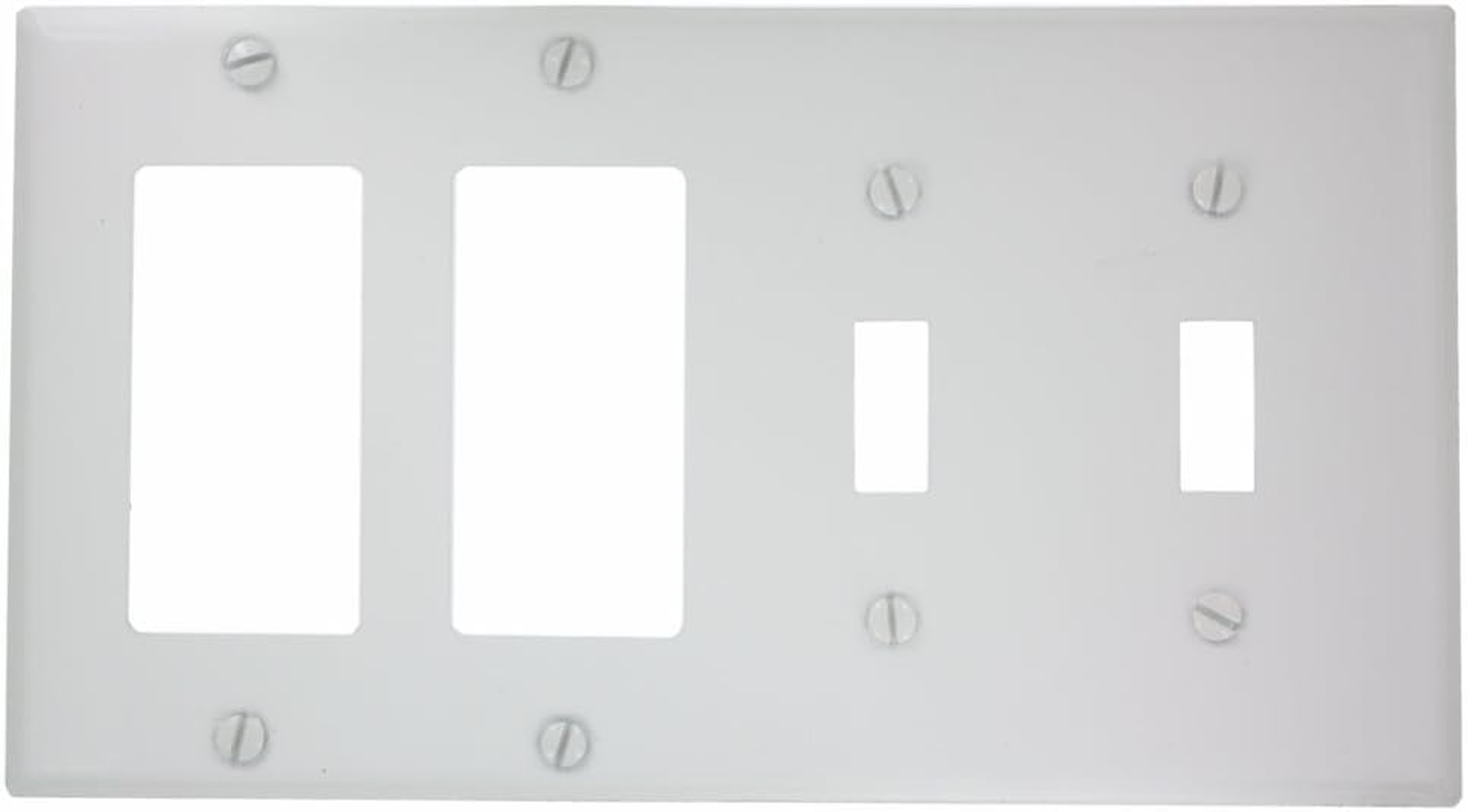 4-Gang 2-Toggle Decora/Gfci Device Combination Wallplate, Device Mount, P2262-W, White