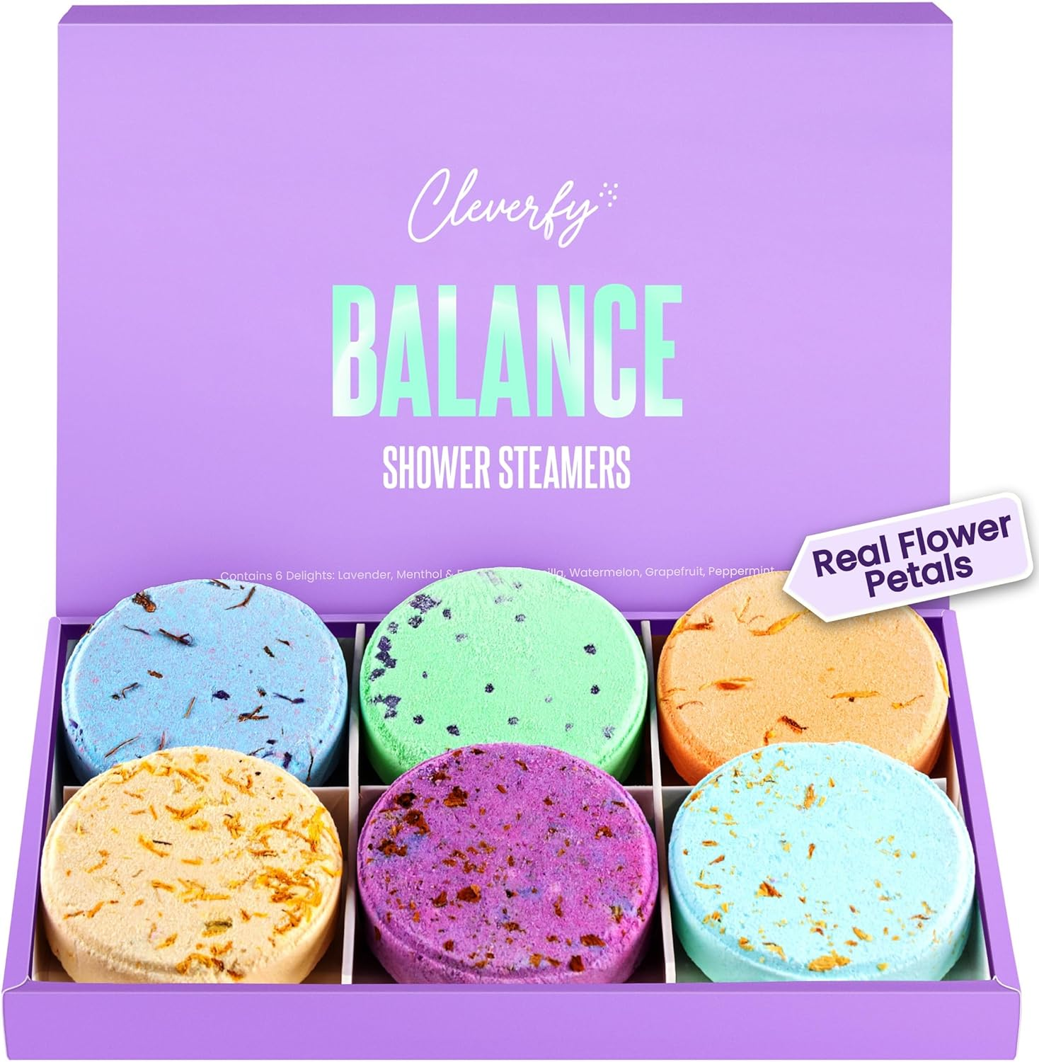 Cleverfy Shower Steamers Aromatherapy for Women and Men – Self-Care Shower Bombs for Stress Relief and Relaxation – 6 Tablets