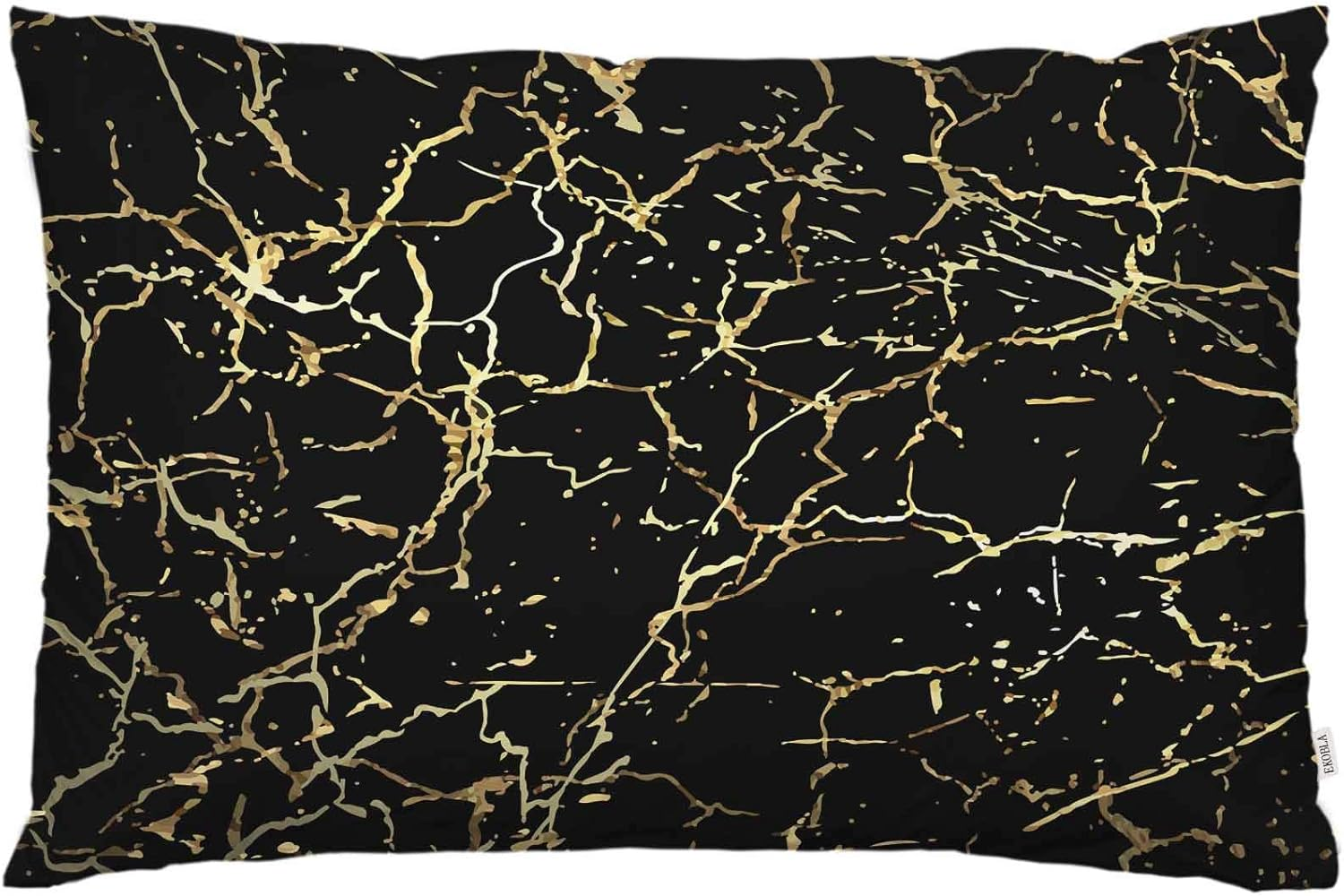 Throw Pillow Cover Golden Black Marble Abstract Painting Acrylic Nature Marbling Texture Art Print Decor Lumbar Pillow Case Cushion for Sofa Couch Bed Standard Queen Size 20X30 Inch