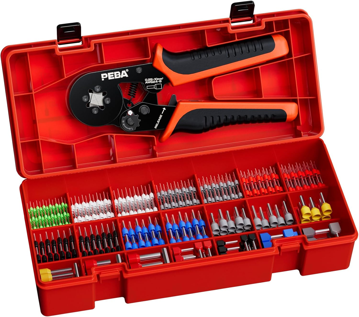 PEBA Ferrule Crimping Tool Kit, Self-Adjusting Square Crimp Pliers for Wire 