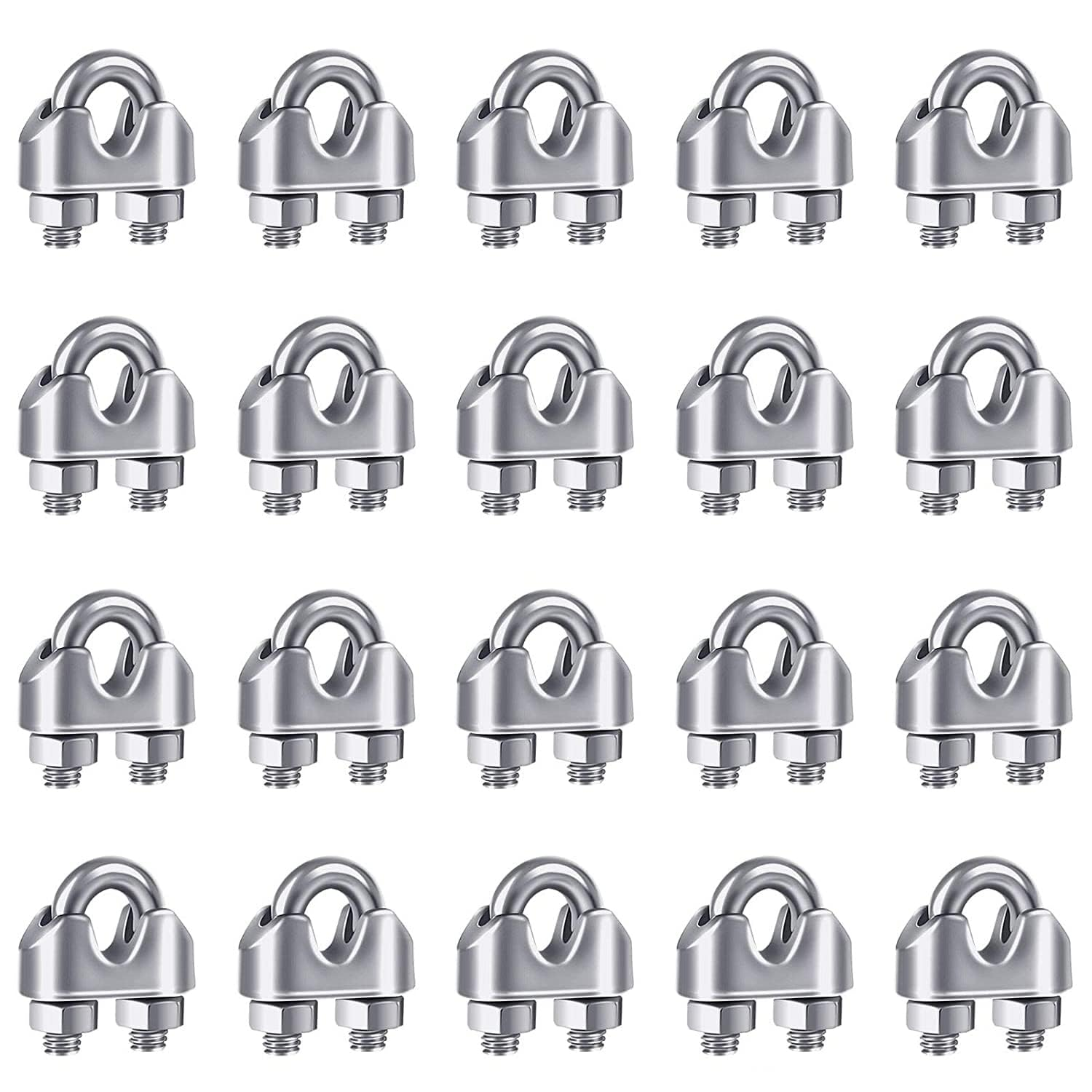 YAMASO 20PCS 1/16 Inches M2 Stainless Steel Wire Rope Cable Clip Clamp