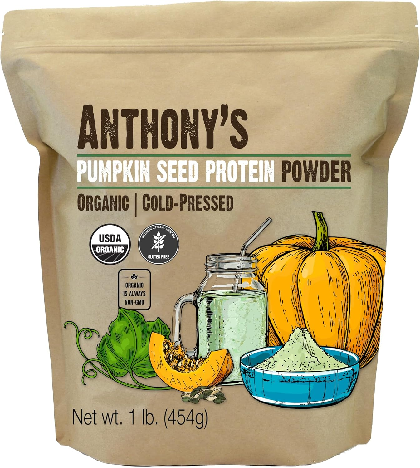 Organic Pumpkin Seed Protein Powder, 1Lb, Gluten Free, Non GMO, Unflavored, Plant-Based Protein