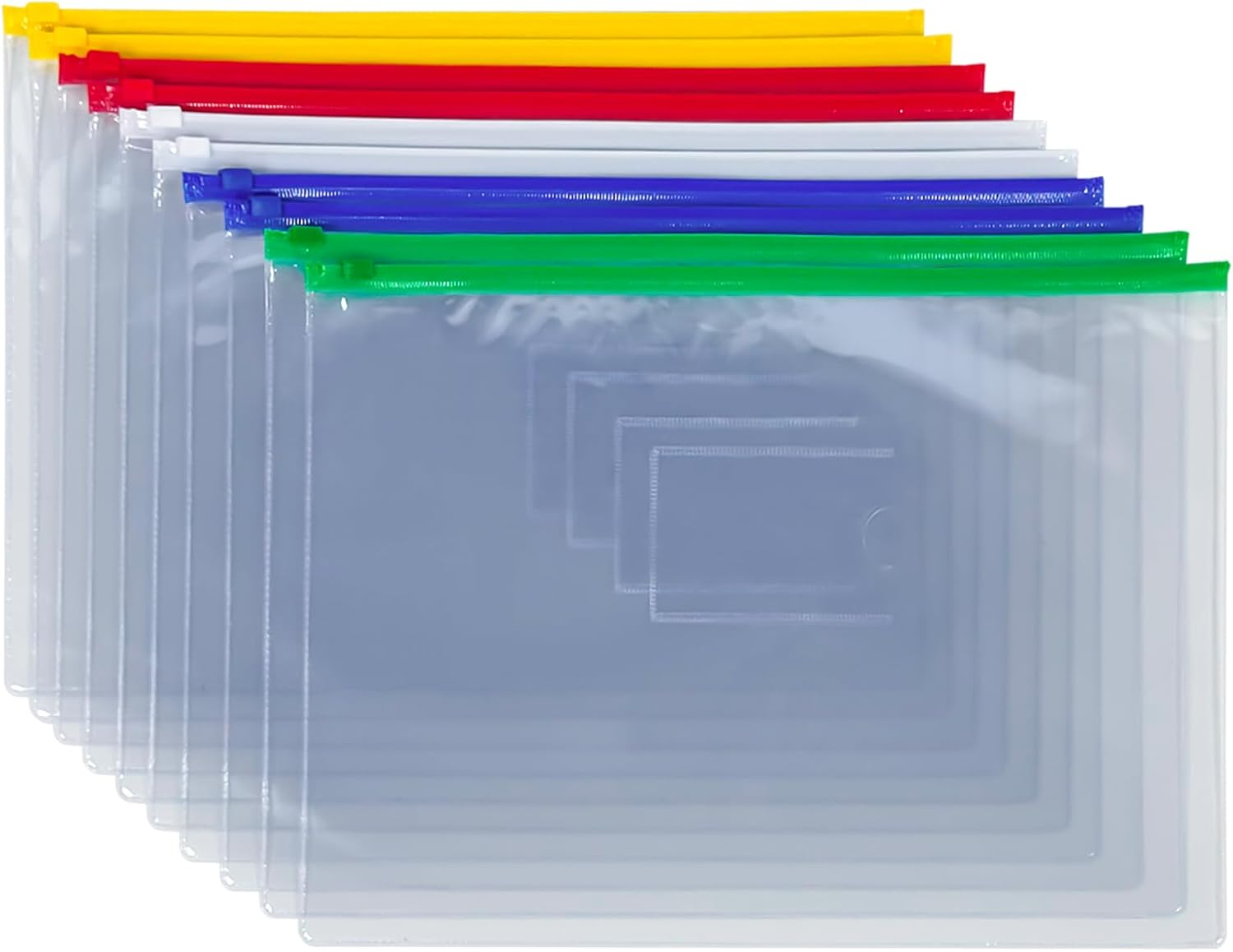 A4 Plastic Wallets 10Pcs, A4 Zip Wallets Document Folder, Storage Zip Lock Bags Paper File Folders Puzzle Bag for Stationary Office Supplies, Homework, Cosmetics, Travel Accessories