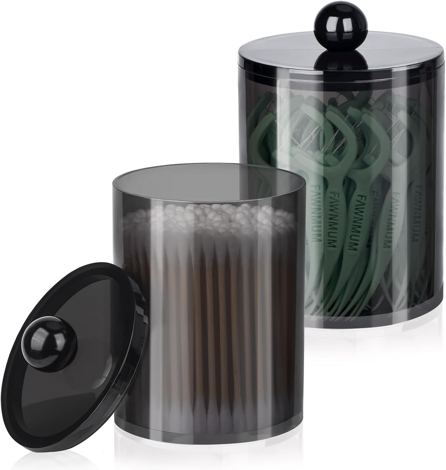 2 Pack Qtip Holder Canister Apothecary Jar Set Bathroom With Lids Set 0oz-12oz