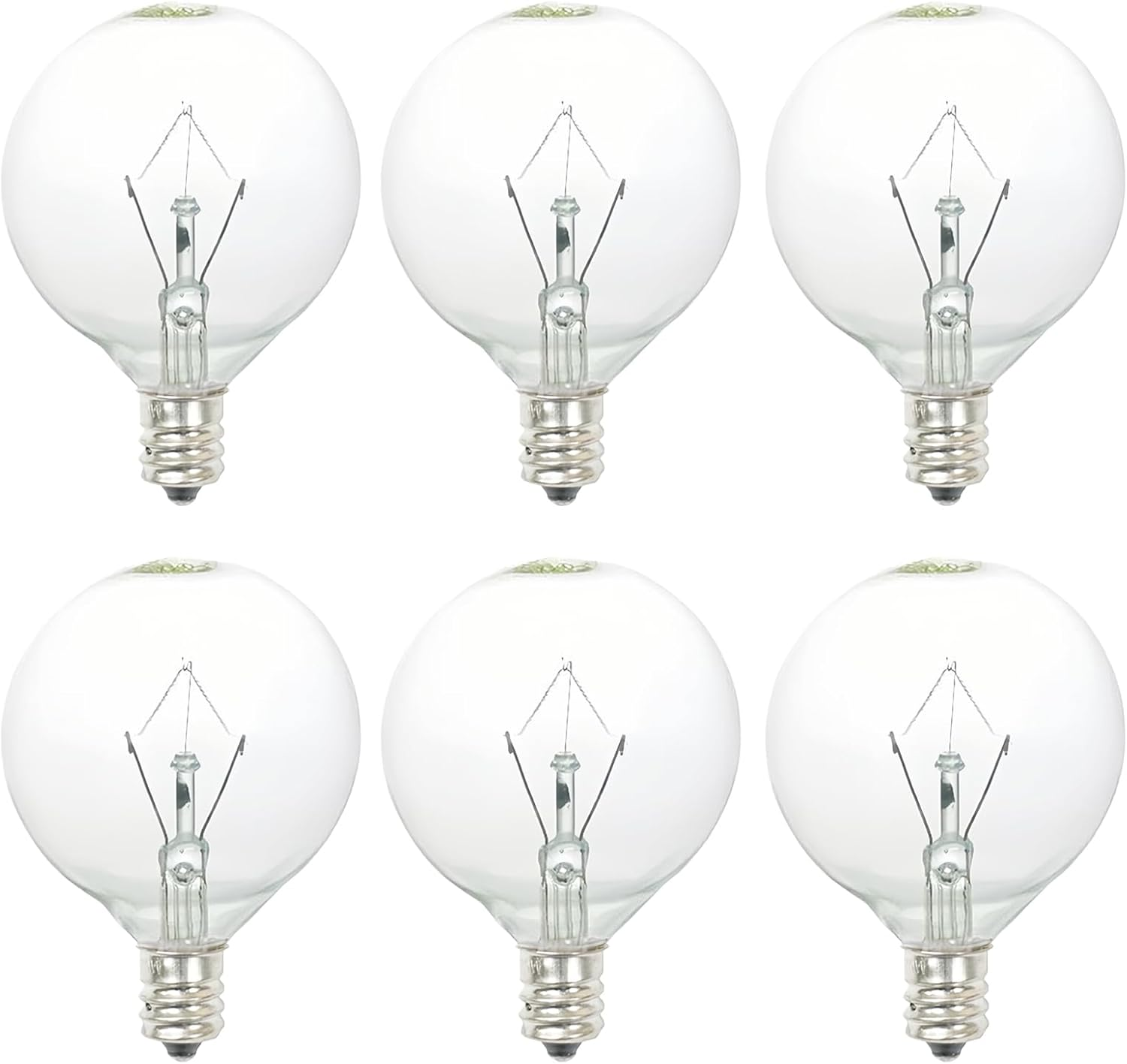 40W Light Bulbs,Wax Warmer Bulbs,E12 Candelabra Base 120 Volt round Light Bulbs for Full Size Scentsy Warmer ,Wax Melt Warmer,Chandelier Table Lamp Wall Sconces ,Soft Warm White,G50/120V,6 Packs