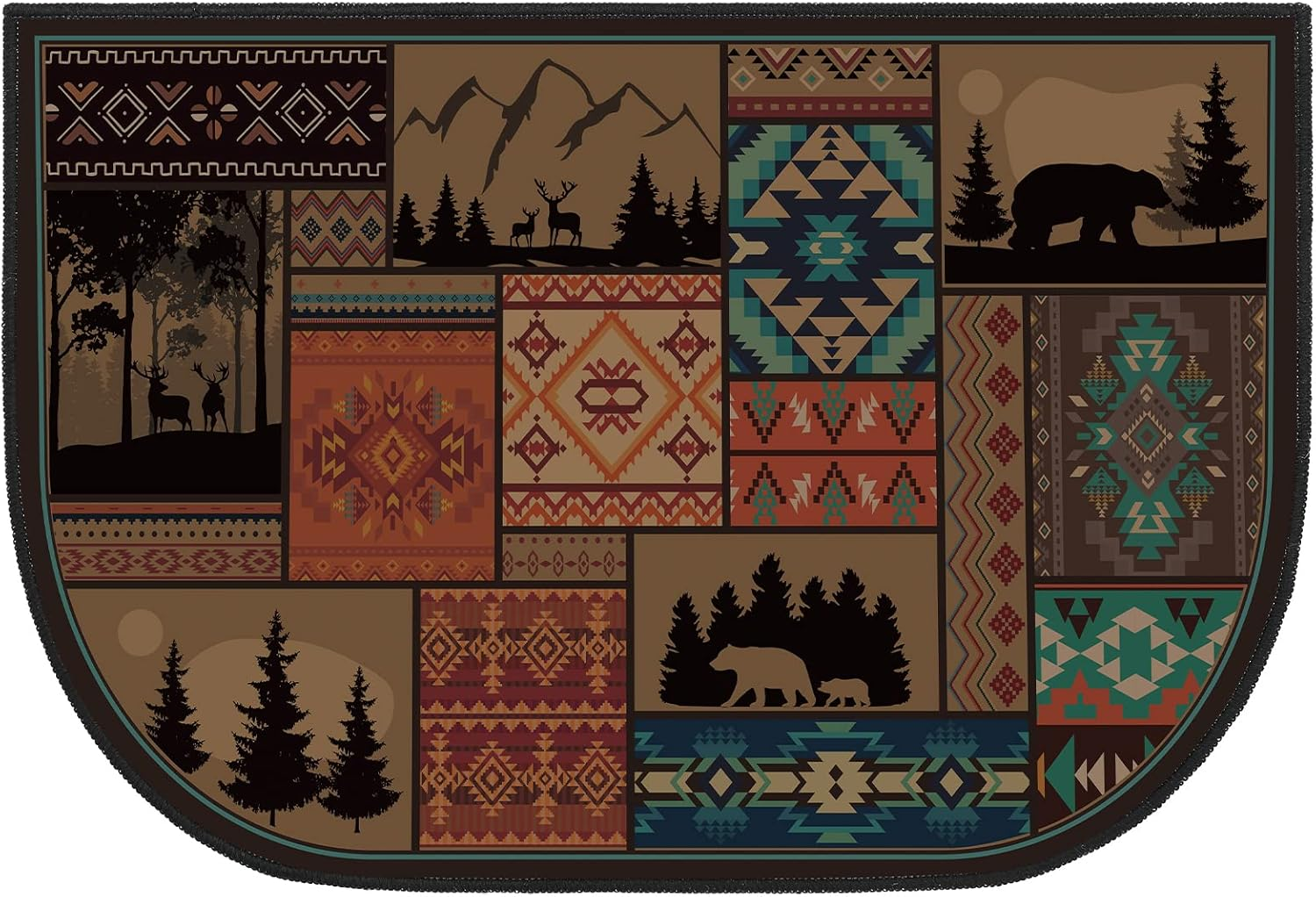 Demissle Fireplace Hearth Rug Fireplace Mats Cabin Southwestern Fireproof Fire Resistant Rug for Wood Stove Floor for Kitchen Indoor Outdoor(24 X 36 Inch,Classic)