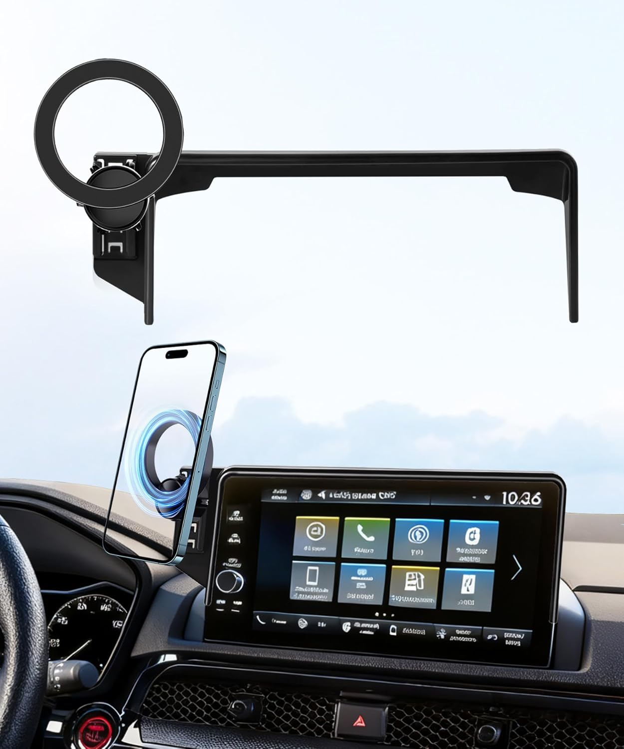 Maserweller Car Phone Holder for Honda HR-V HRV 2023-2026 Accessories/Cr-V CRV 2023 2024 2025 2026 Accessories 7/9-Inch Screen Fixed Clip,Phone Mount Compatible with Magsafe, 360° Cell Phone Holder