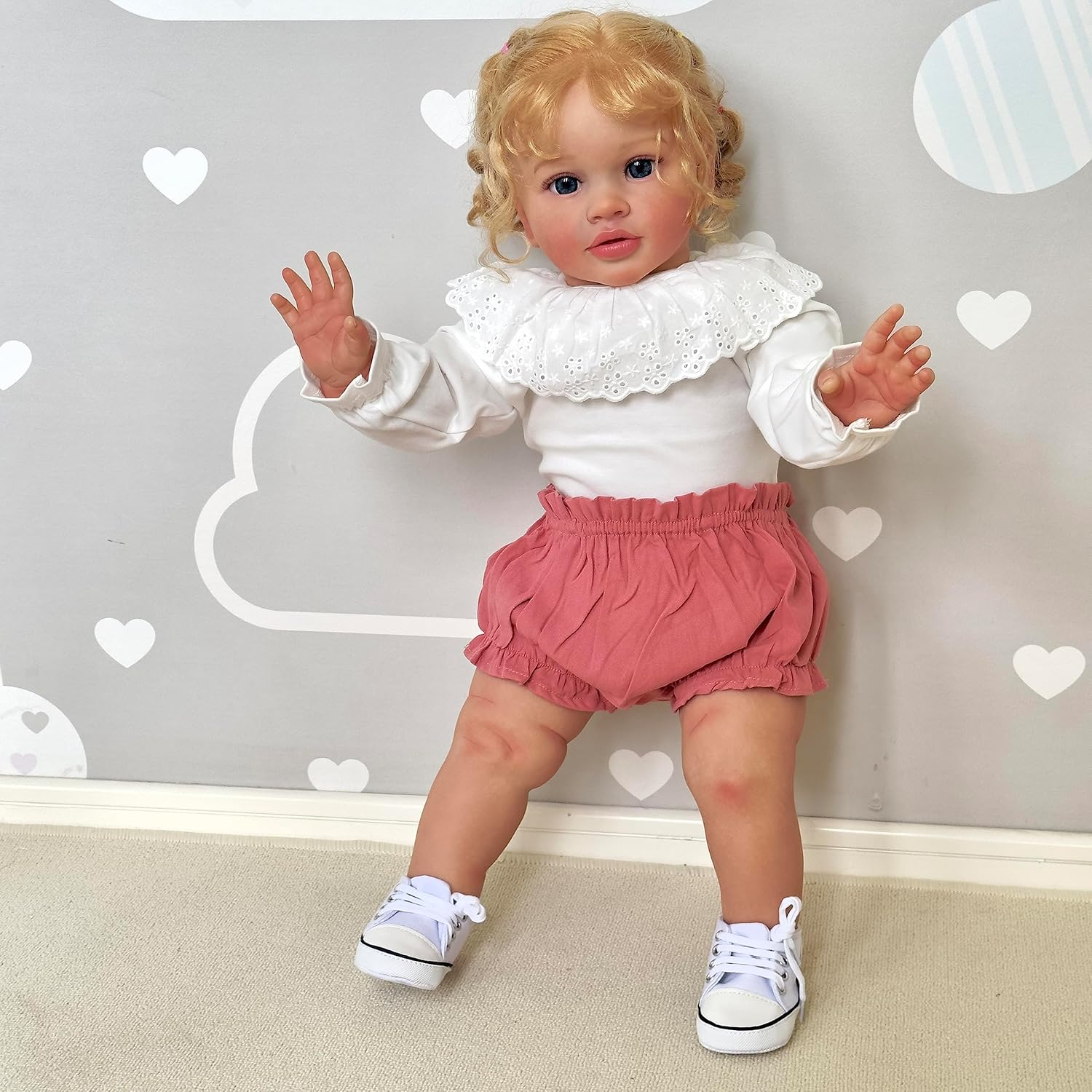 Pinky Reborn 26 Inch Reborn Toddler Dolls Girl Soft Vinyl Realistic Reborn Babies Handmade Newborn Baby Dolls for Kids