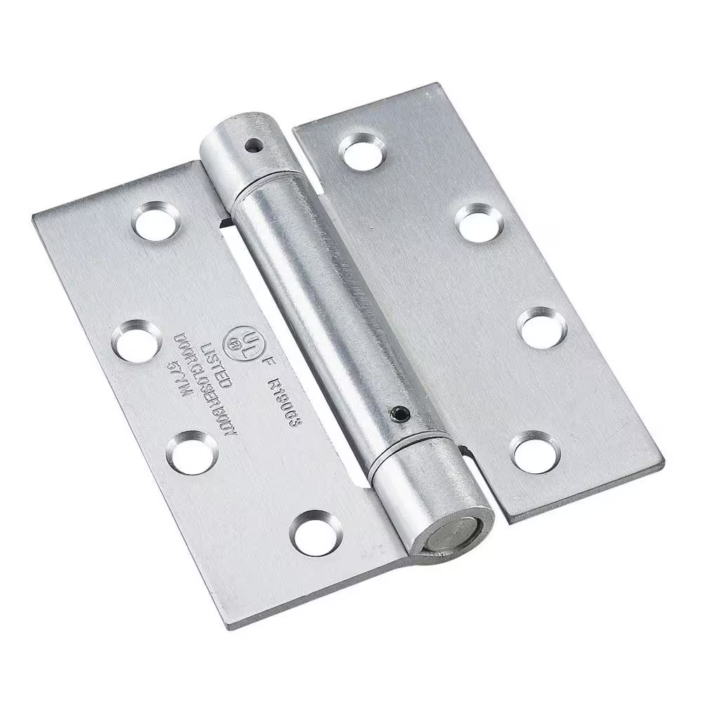 4 In. X 4-1/2 In. Brushed Chrome Self Closing Full Mortise Spring Hinge