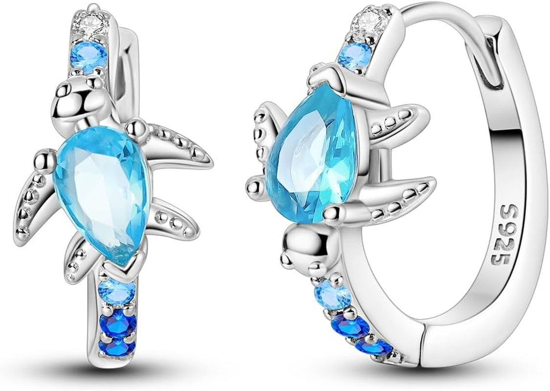 Small Earrings 925 Sterling Silver Colorful Cubic Zirconia Huggie Turtle Iris Butterfly CZ Hoops for Women Teens