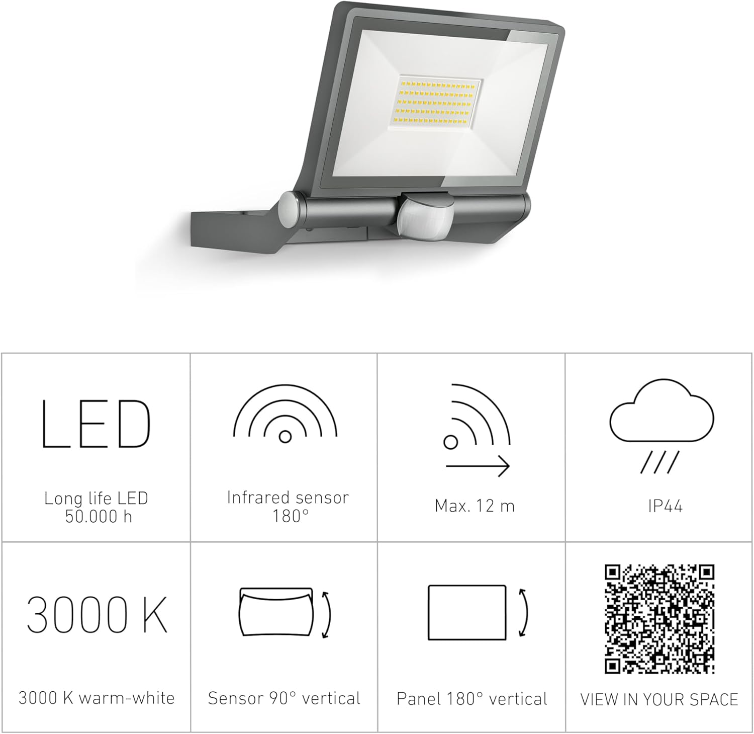 Steinel LED Outdoor Floodlight XLED ONE XL S Anthracite, 180° Motion Detector... - Picture 7 of 15