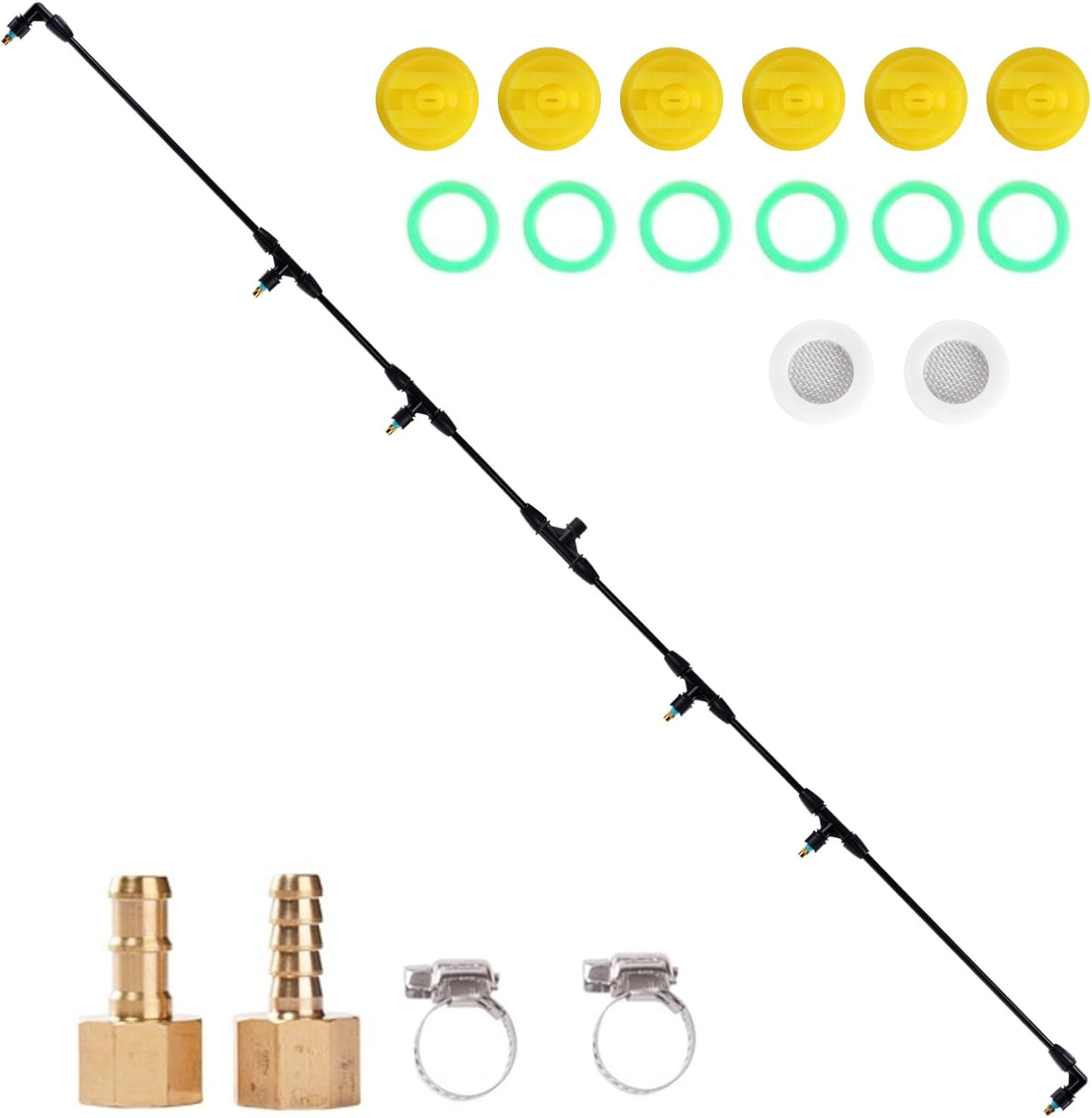 6-Nozzle Polyethylene Boom Wand, 7.5 Ft ATV Sprayer Boom with 2 Types of Nozzles & 2 Brass Fittings, Detachable Wide-Coverage Spray Attachment for Gardens, Farms, Tractors/Utvs